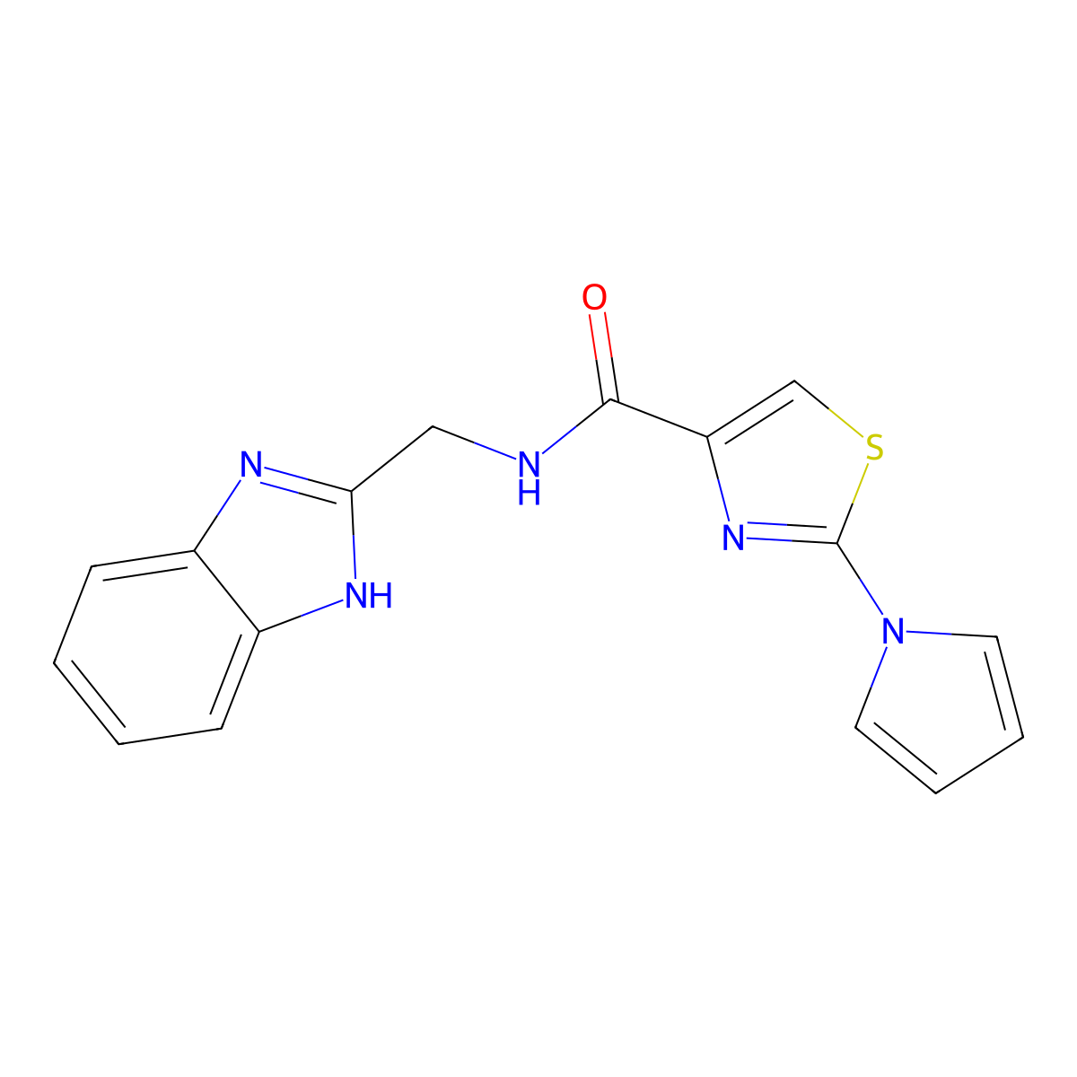 N-((1H-benzo[d]imidazol-2-yl)methyl)-2-(1H-pyrrol-1-yl)thiazole-4-carboxamide molecular structure, CAS 1207018-79-8