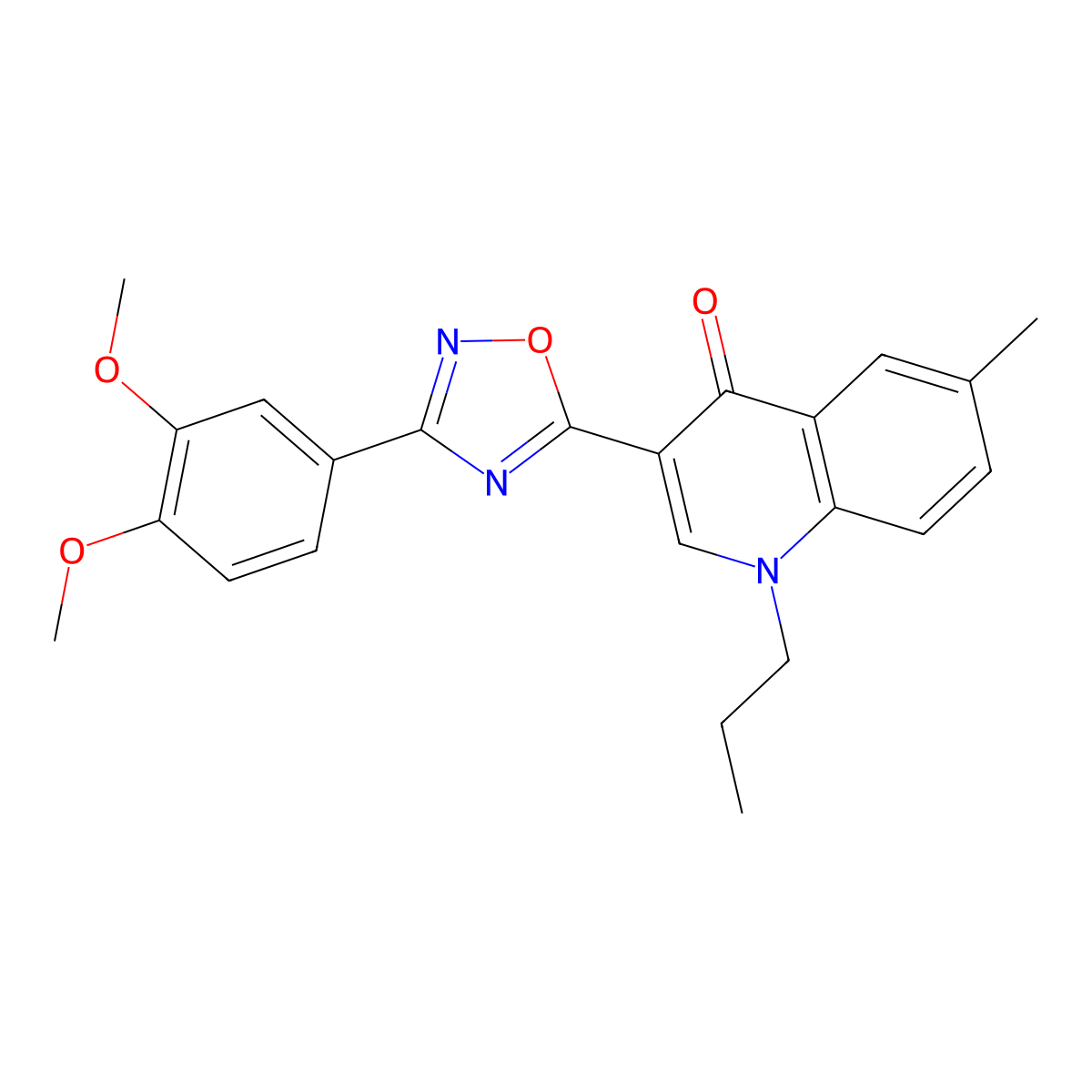 3-[3-(3,4-Dimethoxyphenyl)-1,2,4-oxadiazol-5-yl]-6-methyl-1-propyl-1,4-dihydroquinolin-4-one molecular structure, CAS 1207018-81-2