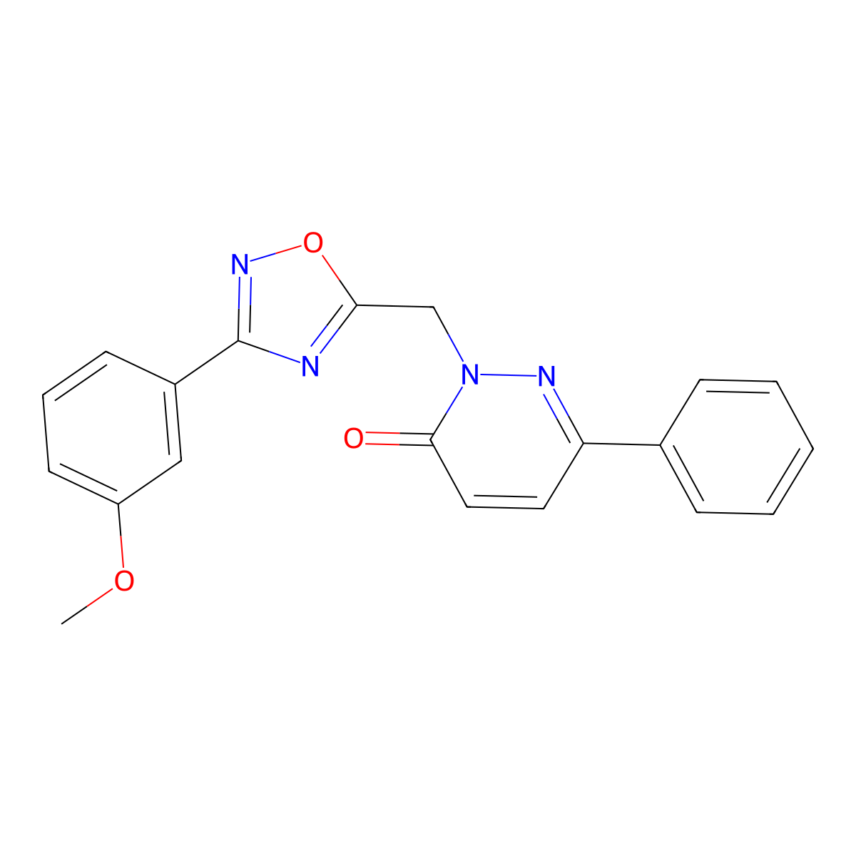 2-((3-(3-methoxyphenyl)-1,2,4-oxadiazol-5-yl)methyl)-6-phenylpyridazin-3(2H)-one molecular structure, CAS 1207018-86-7