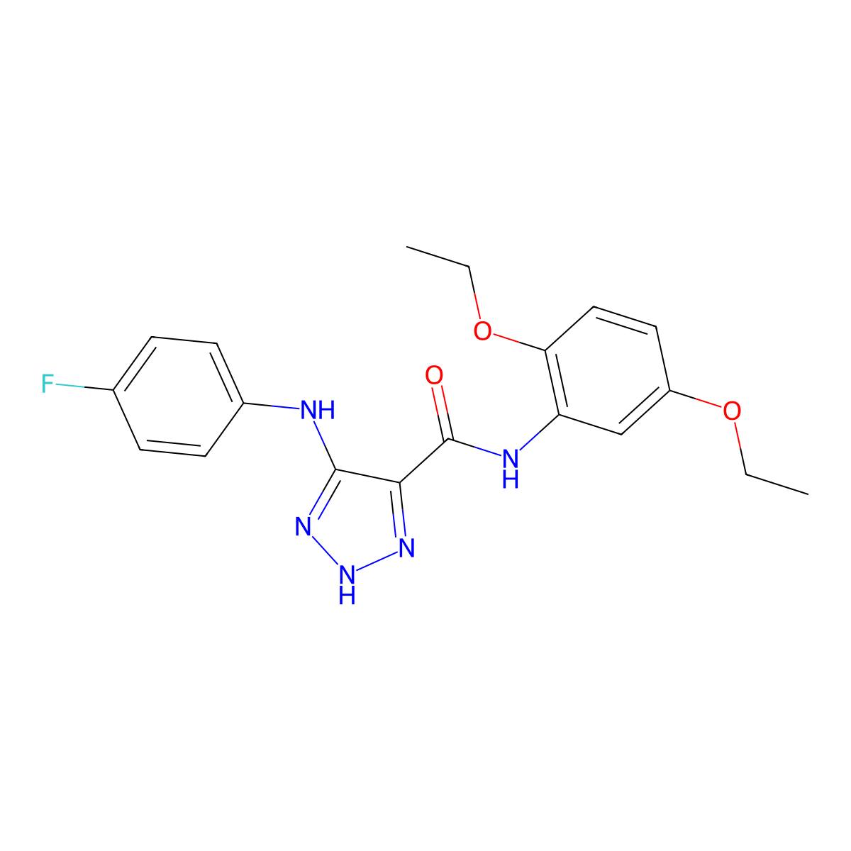 N-(2,5-diethoxyphenyl)-5-[(4-fluorophenyl)amino]-1H-1,2,3-triazole-4-carboxamide molecular structure, CAS 1207018-87-8