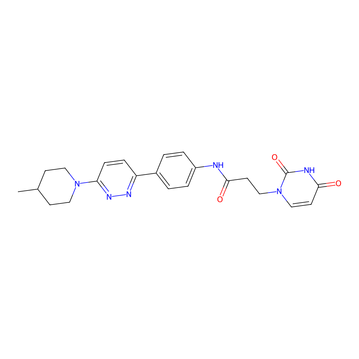 3-(2,4-dioxo-3,4-dihydropyrimidin-1(2H)-yl)-N-(4-(6-(4-methylpiperidin-1-yl)pyridazin-3-yl)phenyl)propanamide molecular structure, CAS 1207018-90-3