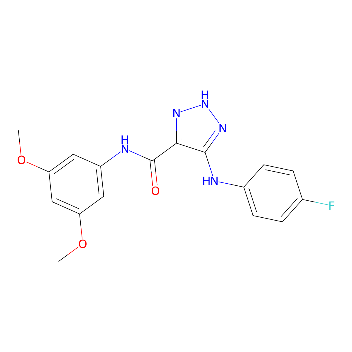 N-(3,5-dimethoxyphenyl)-5-[(4-fluorophenyl)amino]-1H-1,2,3-triazole-4-carboxamide molecular structure, CAS 1207018-96-9