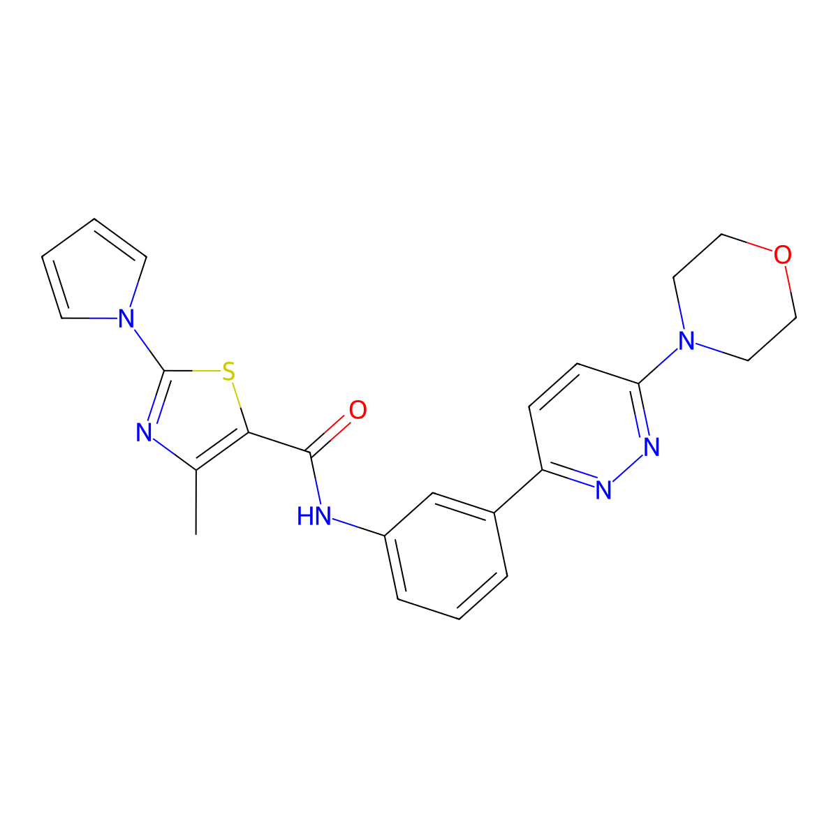 4-methyl-N-(3-(6-morpholinopyridazin-3-yl)phenyl)-2-(1H-pyrrol-1-yl)thiazole-5-carboxamide molecular structure, CAS 1207018-98-1