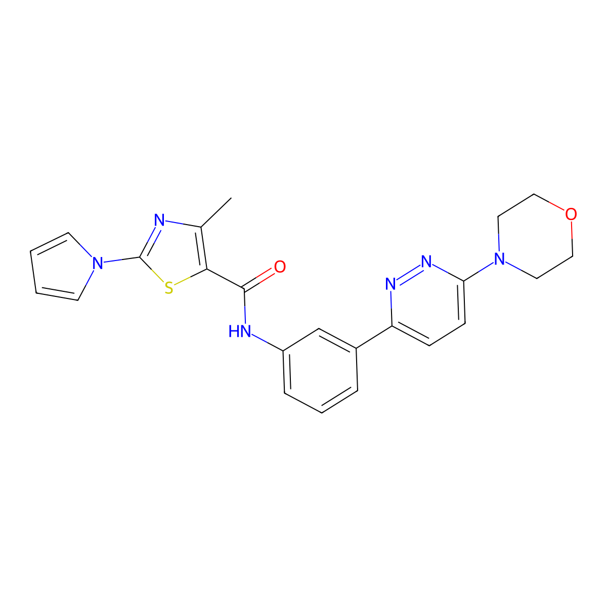 4-methyl-N-(3-(6-morpholinopyridazin-3-yl)phenyl)-2-(1H-pyrrol-1-yl)thiazole-5-carboxamide molecular structure, CAS 1207018-98-1