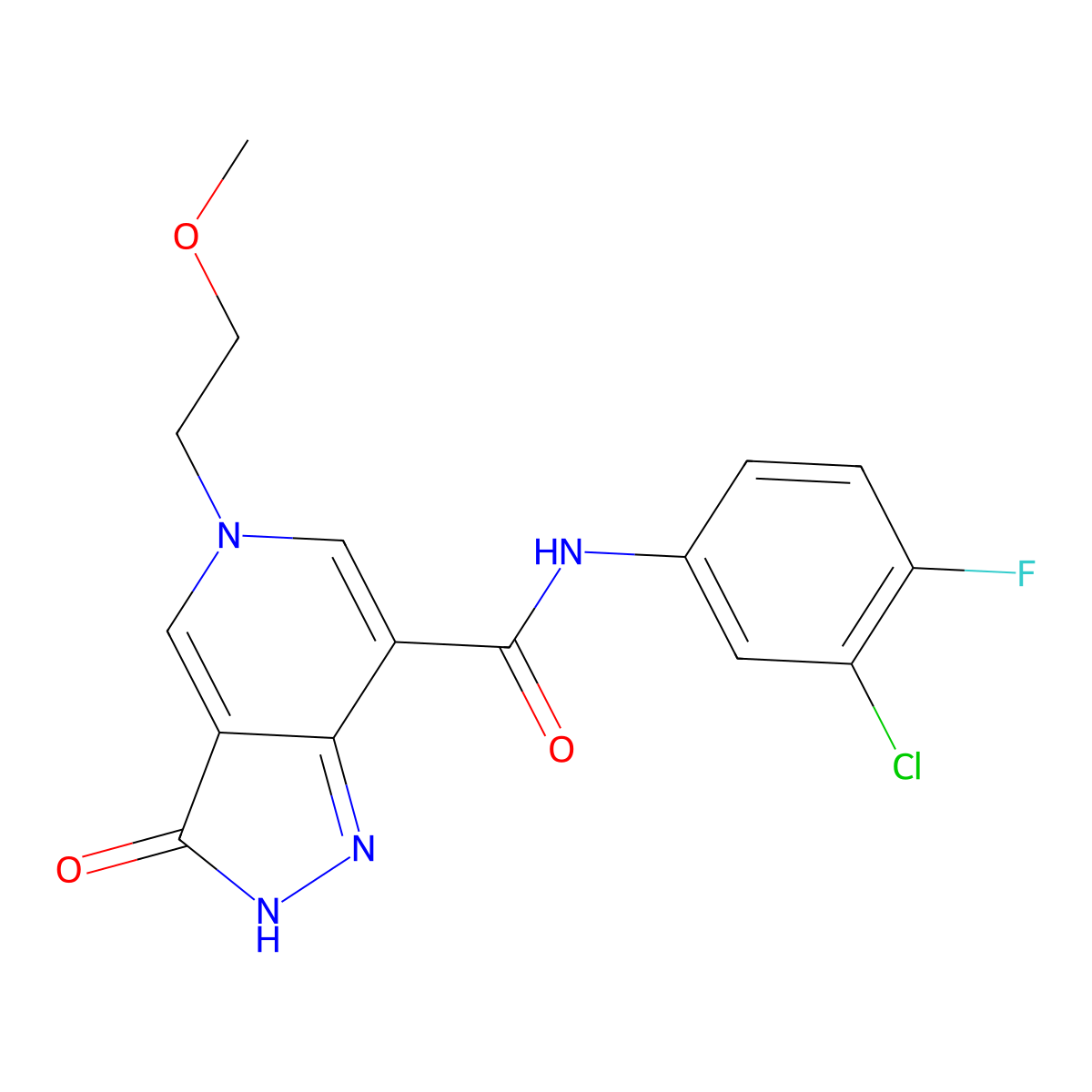 N-(3-chloro-4-fluorophenyl)-5-(2-methoxyethyl)-3-oxo-3,5-dihydro-2H-pyrazolo[4,3-c]pyridine-7-carboxamide molecular structure, CAS 1207019-01-9