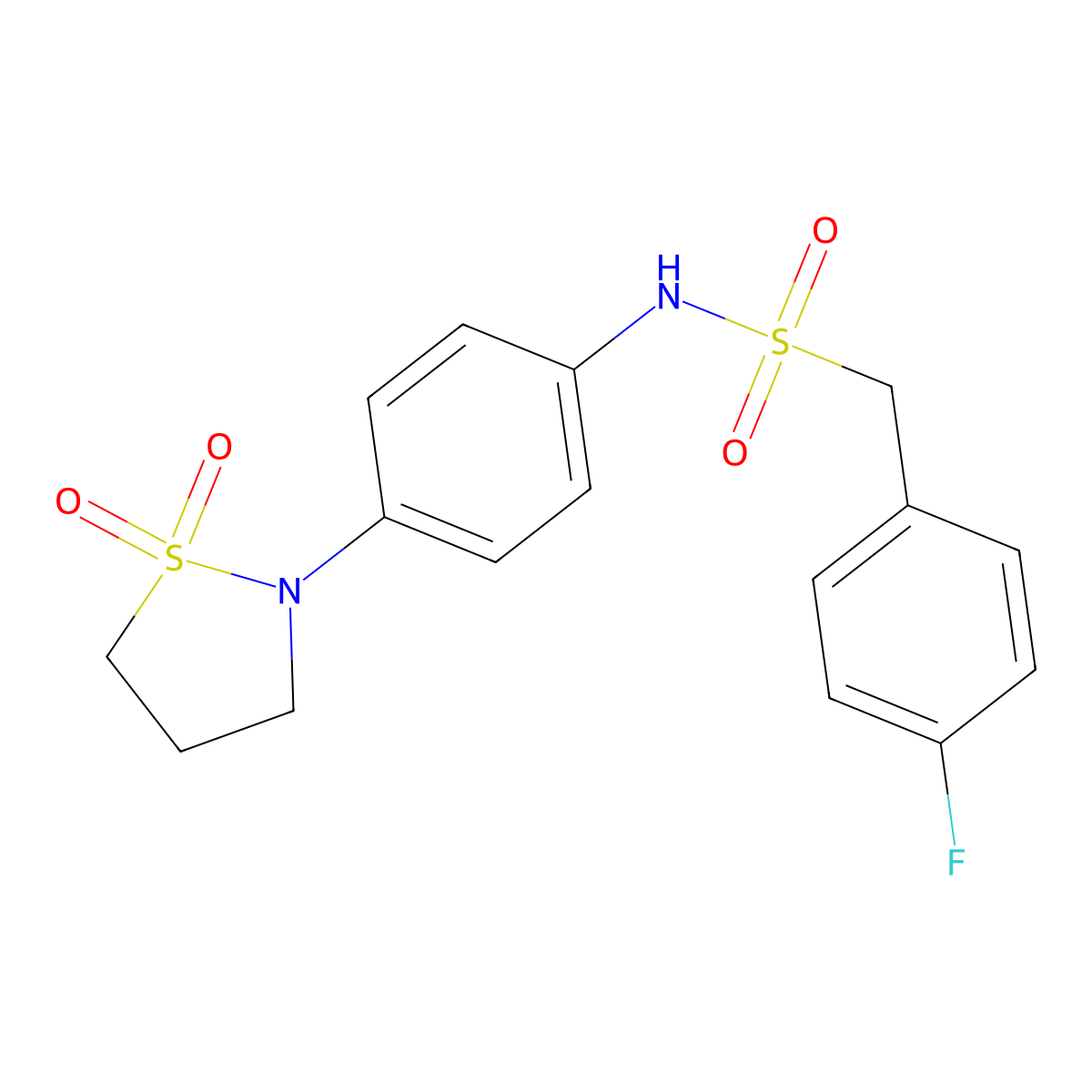 N-(4-(1,1-dioxidoisothiazolidin-2-yl)phenyl)-1-(4-fluorophenyl)methanesulfonamide molecular structure, CAS 1207019-07-5