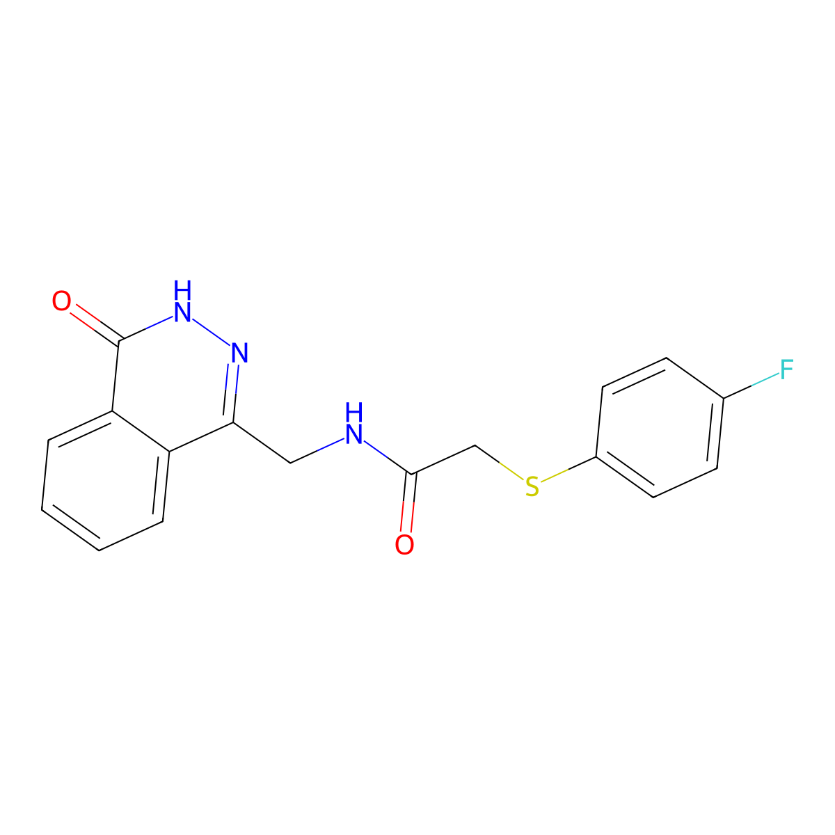 2-((4-fluorophenyl)thio)-N-((4-oxo-3,4-dihydrophthalazin-1-yl)methyl)acetamide molecular structure, CAS 1207019-15-5