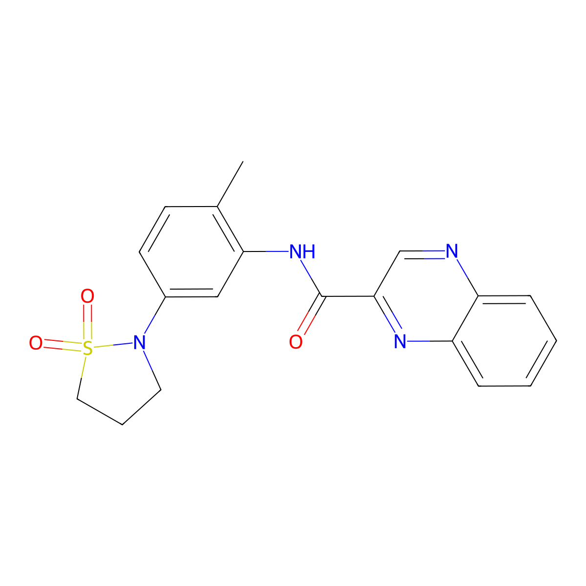 N-(5-(1,1-dioxidoisothiazolidin-2-yl)-2-methylphenyl)quinoxaline-2-carboxamide molecular structure, CAS 1207019-17-7