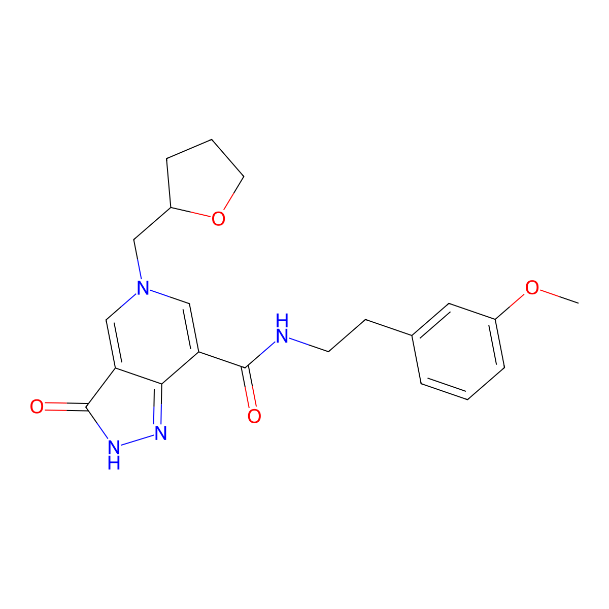 N-(3-methoxyphenethyl)-3-oxo-5-((tetrahydrofuran-2-yl)methyl)-3,5-dihydro-2H-pyrazolo[4,3-c]pyridine-7-carboxamide molecular structure, CAS 1207019-18-8
