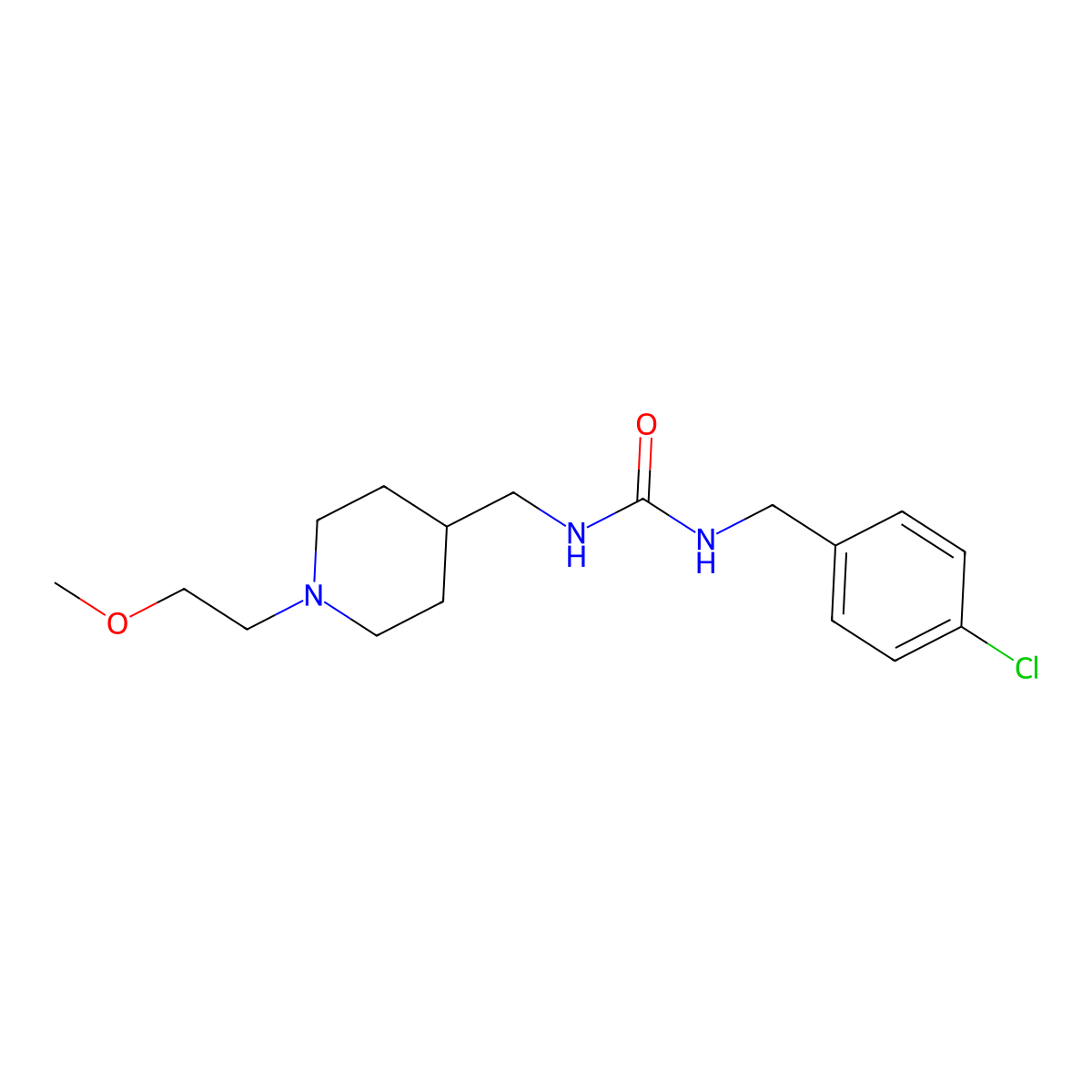 1-(4-Chlorobenzyl)-3-((1-(2-methoxyethyl)piperidin-4-yl)methyl)urea molecular structure, CAS 1207019-36-0