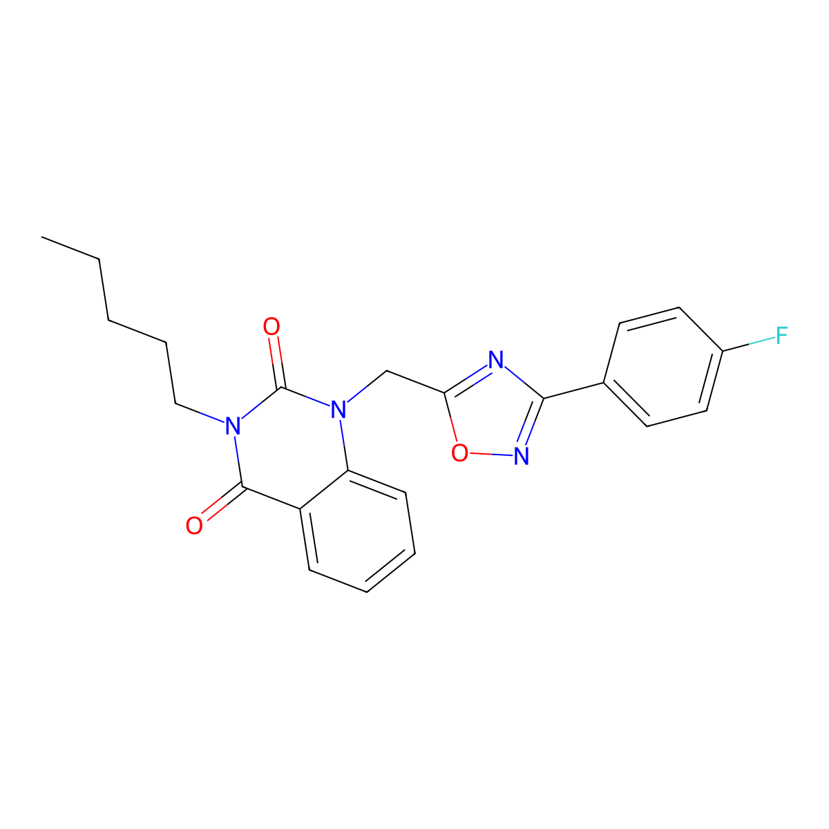 1-((3-(4-fluorophenyl)-1,2,4-oxadiazol-5-yl)methyl)-3-pentylquinazoline-2,4(1H,3H)-dione molecular structure, CAS 1207019-45-1
