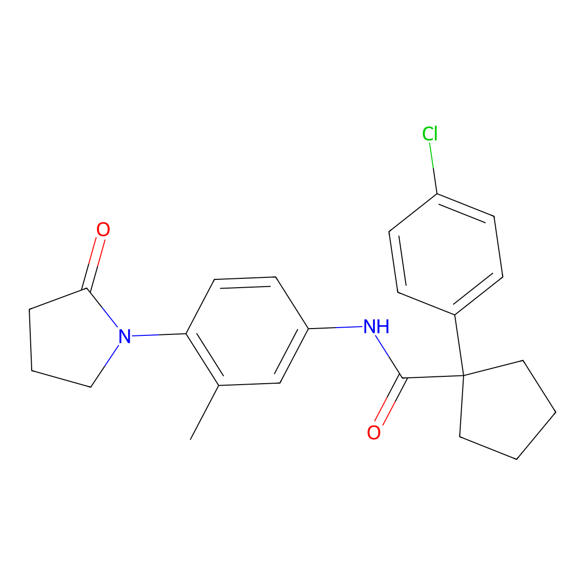 1-(4-chlorophenyl)-N-(3-methyl-4-(2-oxopyrrolidin-1-yl)phenyl)cyclopentanecarboxamide molecular structure, CAS 1207019-54-2