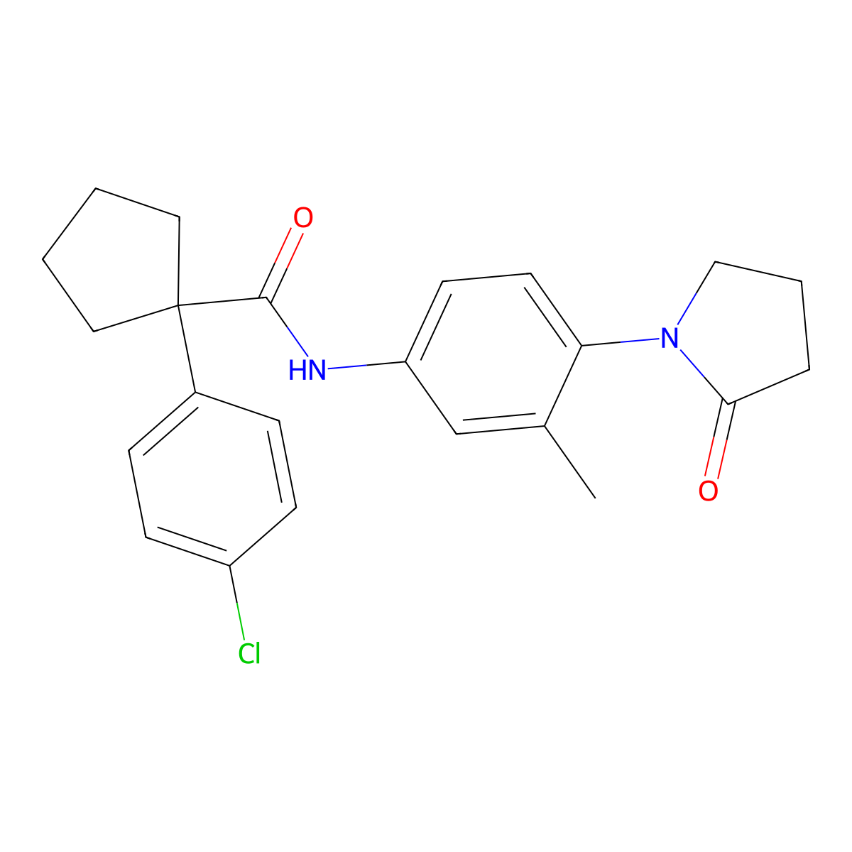 1-(4-chlorophenyl)-N-(3-methyl-4-(2-oxopyrrolidin-1-yl)phenyl)cyclopentanecarboxamide molecular structure, CAS 1207019-54-2