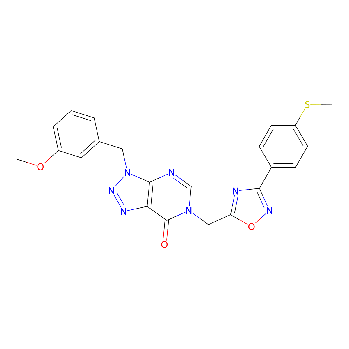 3-(3-methoxybenzyl)-6-((3-(4-(methylthio)phenyl)-1,2,4-oxadiazol-5-yl)methyl)-3H-[1,2,3]triazolo[4,5-d]pyrimidin-7(6H)-one molecular structure, CAS 1207019-57-5