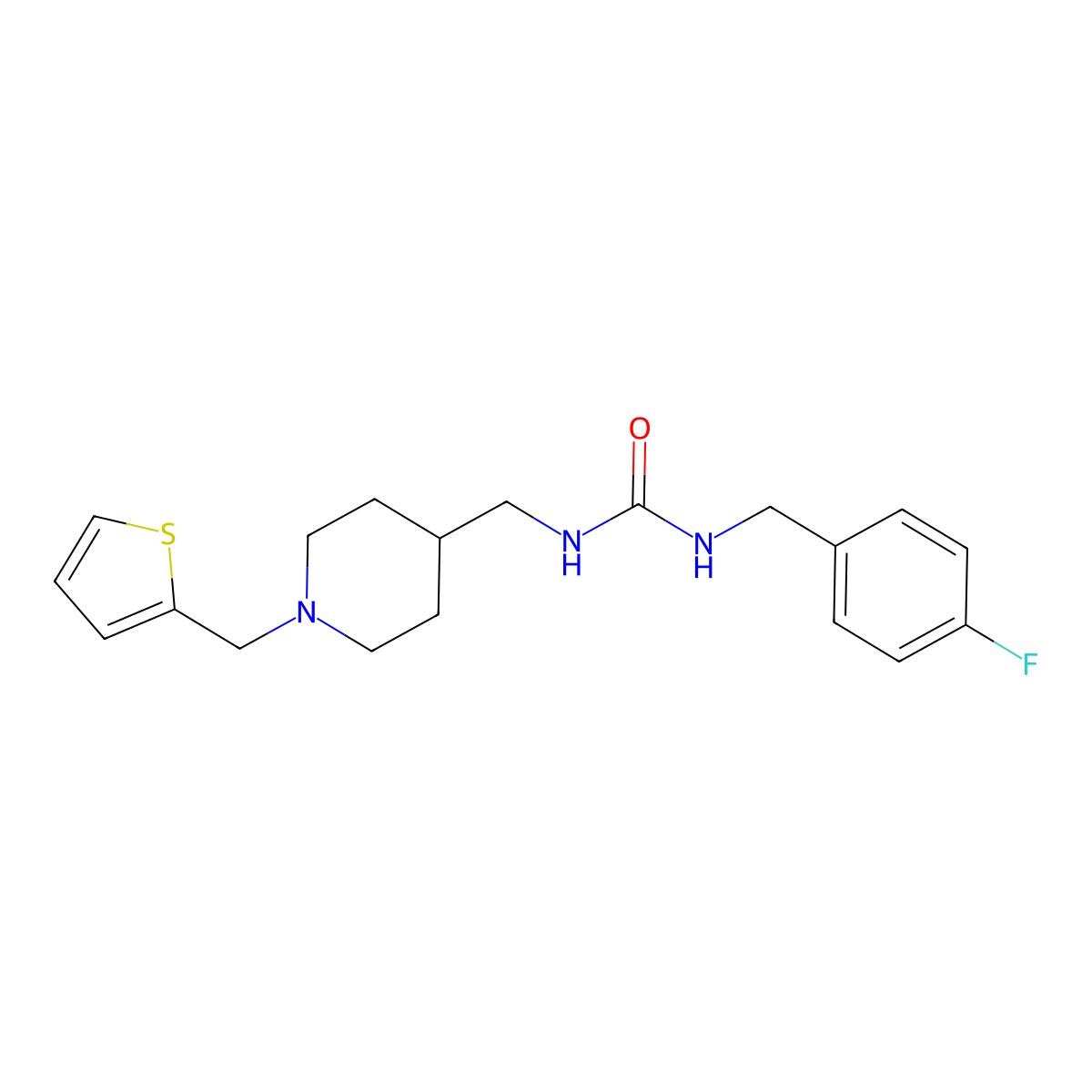 1-(4-Fluorobenzyl)-3-((1-(thiophen-2-ylmethyl)piperidin-4-yl)methyl)urea molecular structure, CAS 1207019-61-1