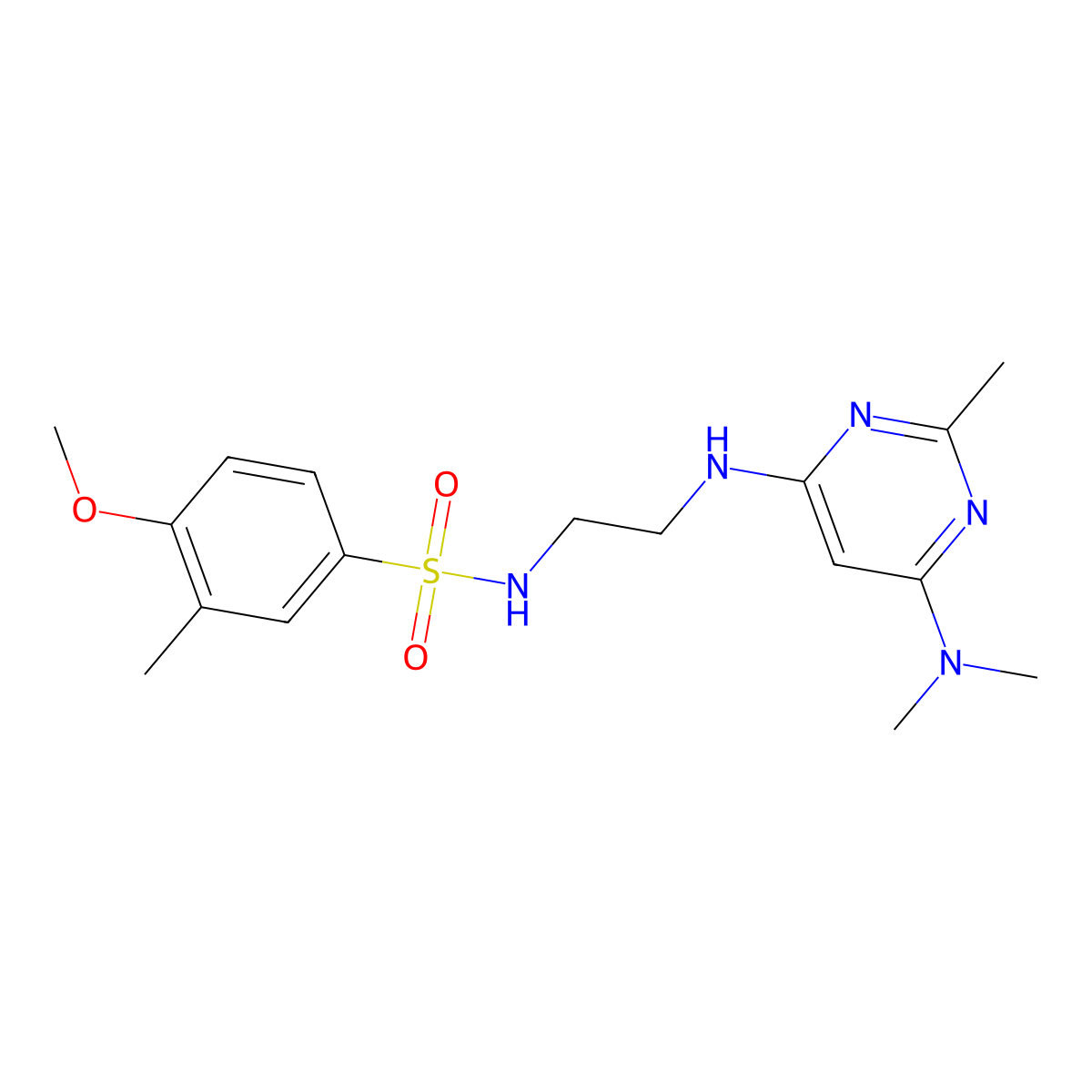 N-(2-((6-(dimethylamino)-2-methylpyrimidin-4-yl)amino)ethyl)-4-methoxy-3-methylbenzenesulfonamide molecular structure, CAS 1207019-68-8