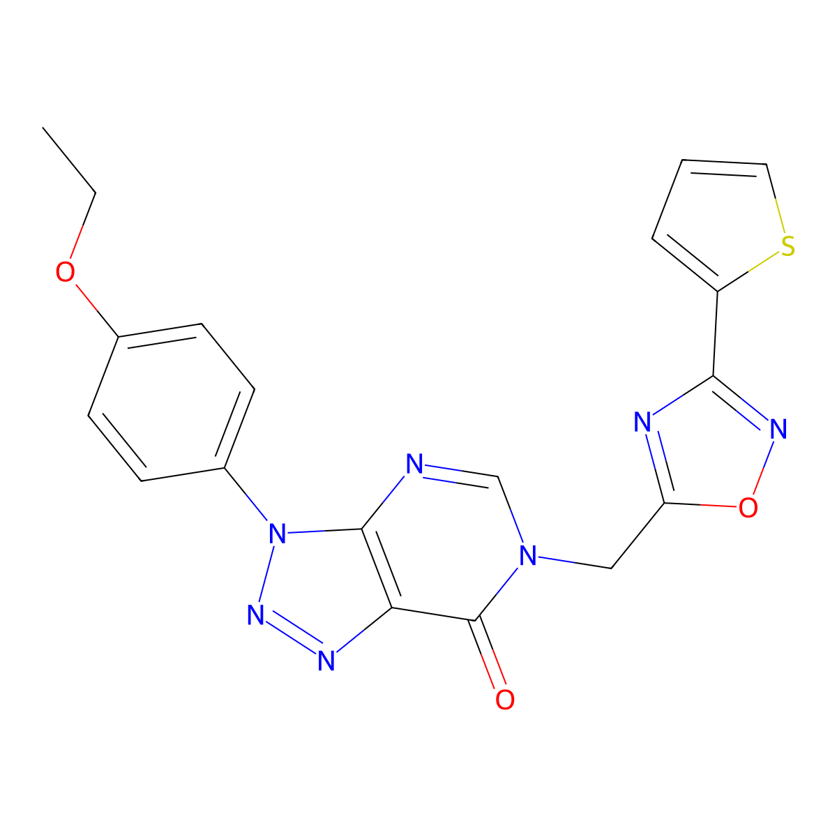 3-(4-ethoxyphenyl)-6-((3-(thiophen-2-yl)-1,2,4-oxadiazol-5-yl)methyl)-3H-[1,2,3]triazolo[4,5-d]pyrimidin-7(6H)-one molecular structure, CAS 1207019-77-9