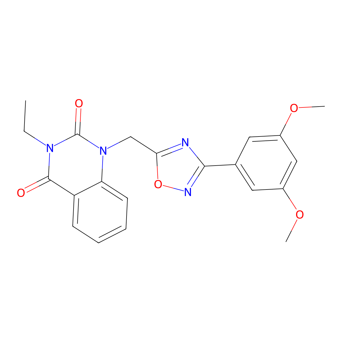 1-((3-(3,5-dimethoxyphenyl)-1,2,4-oxadiazol-5-yl)methyl)-3-ethylquinazoline-2,4(1H,3H)-dione molecular structure, CAS 1207019-80-4