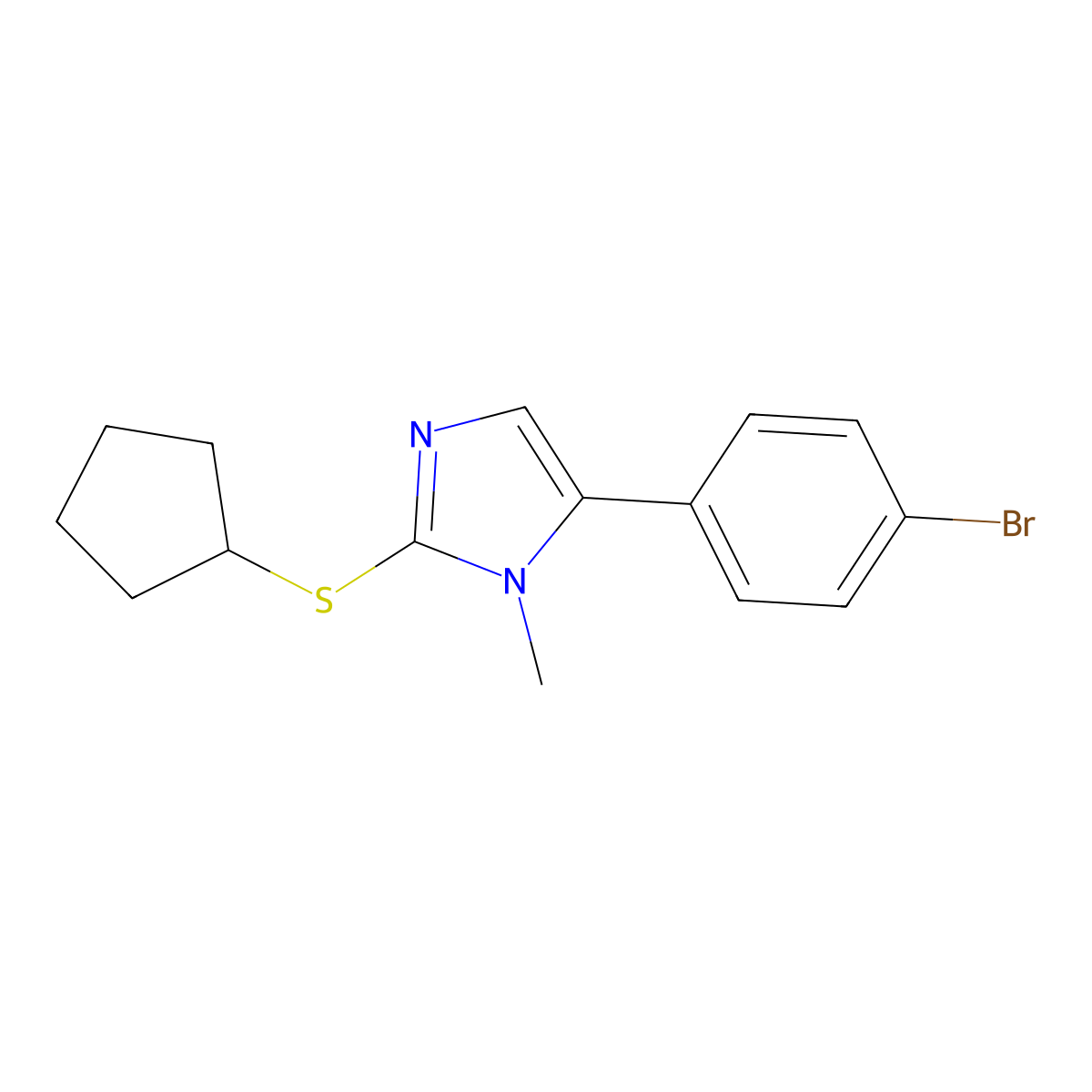 5-(4-bromophenyl)-2-(cyclopentylthio)-1-methyl-1H-imidazole molecular structure, CAS 1207019-81-5