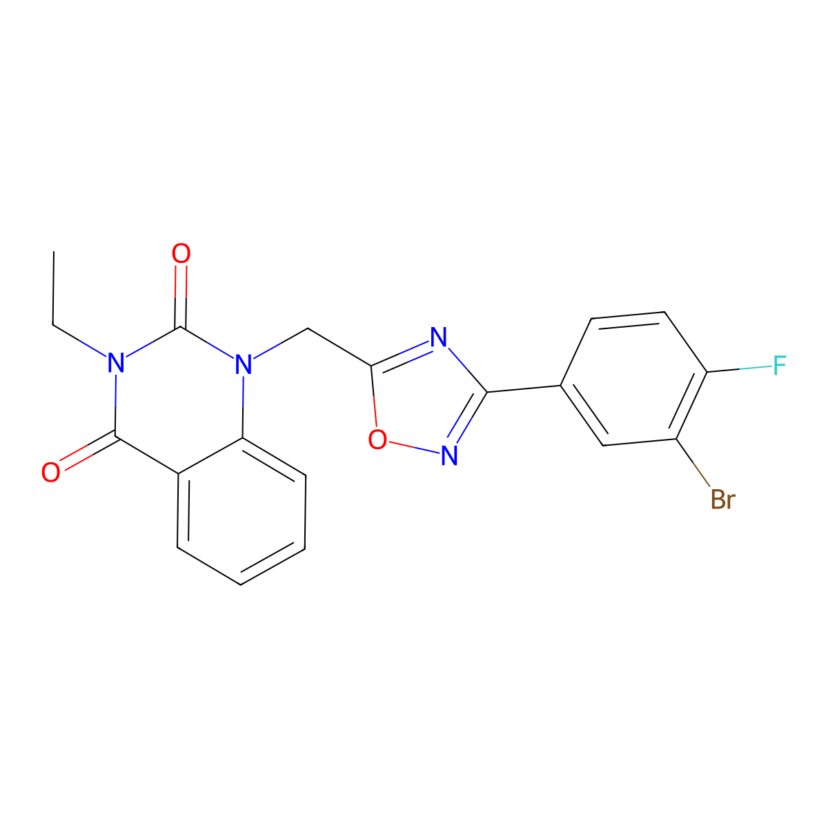1-((3-(3-bromo-4-fluorophenyl)-1,2,4-oxadiazol-5-yl)methyl)-3-ethylquinazoline-2,4(1H,3H)-dione molecular structure, CAS 1207019-91-7