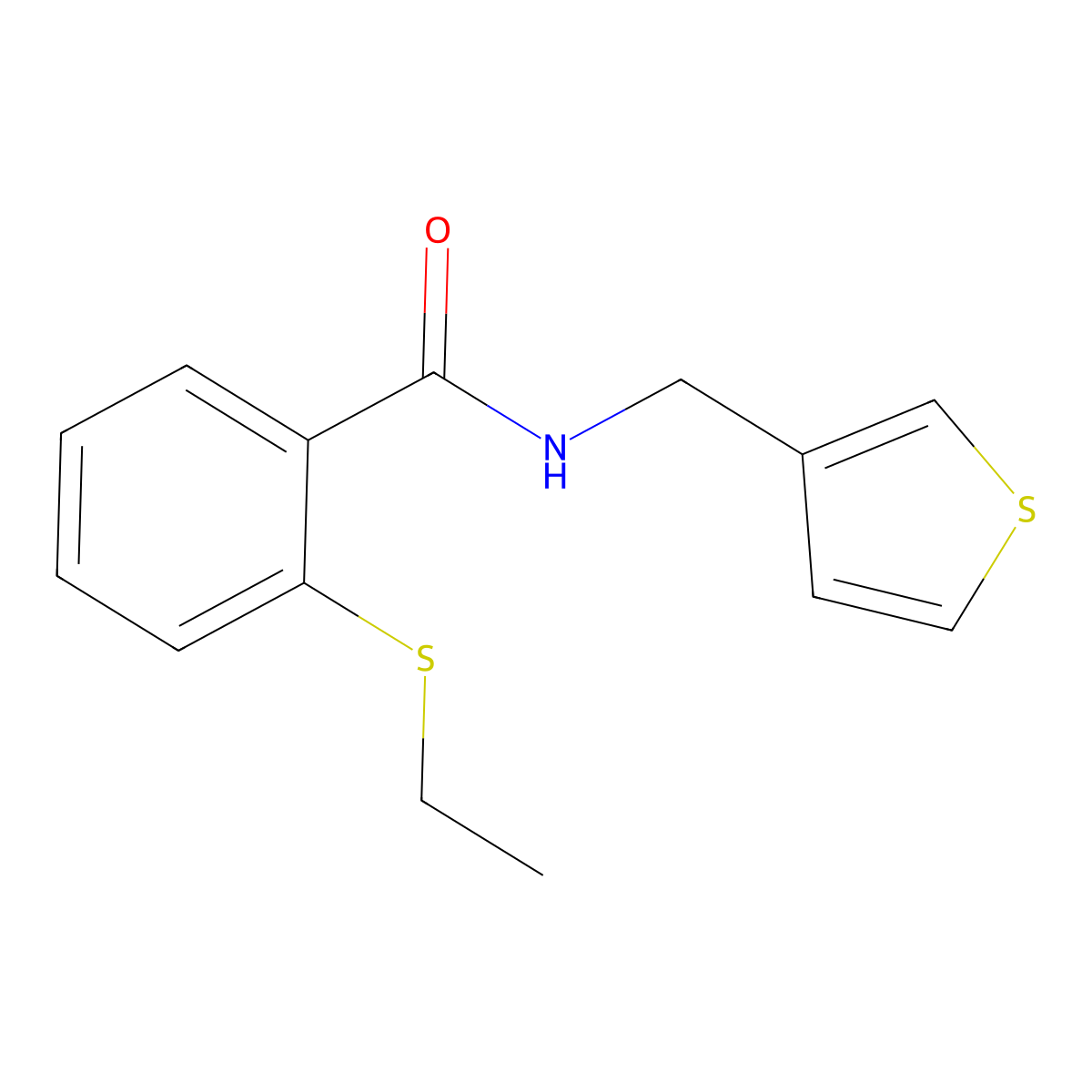 2-(ethylthio)-N-(thiophen-3-ylmethyl)benzamide molecular structure, CAS 1207019-92-8