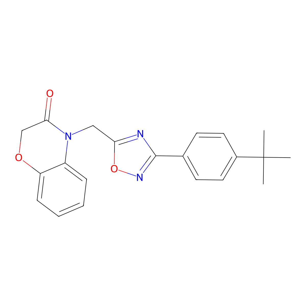 4-{[3-(4-tert-butylphenyl)-1,2,4-oxadiazol-5-yl]methyl}-2H-1,4-benzoxazin-3(4H)-one molecular structure, CAS 1207019-97-3