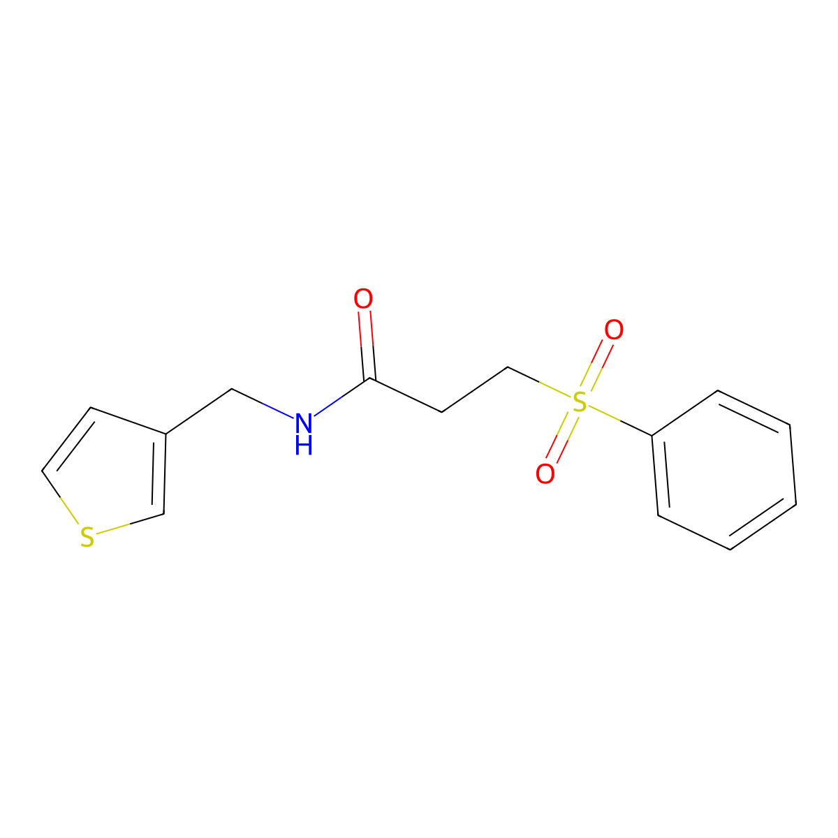 3-(phenylsulfonyl)-N-(thiophen-3-ylmethyl)propanamide molecular structure, CAS 1207019-99-5