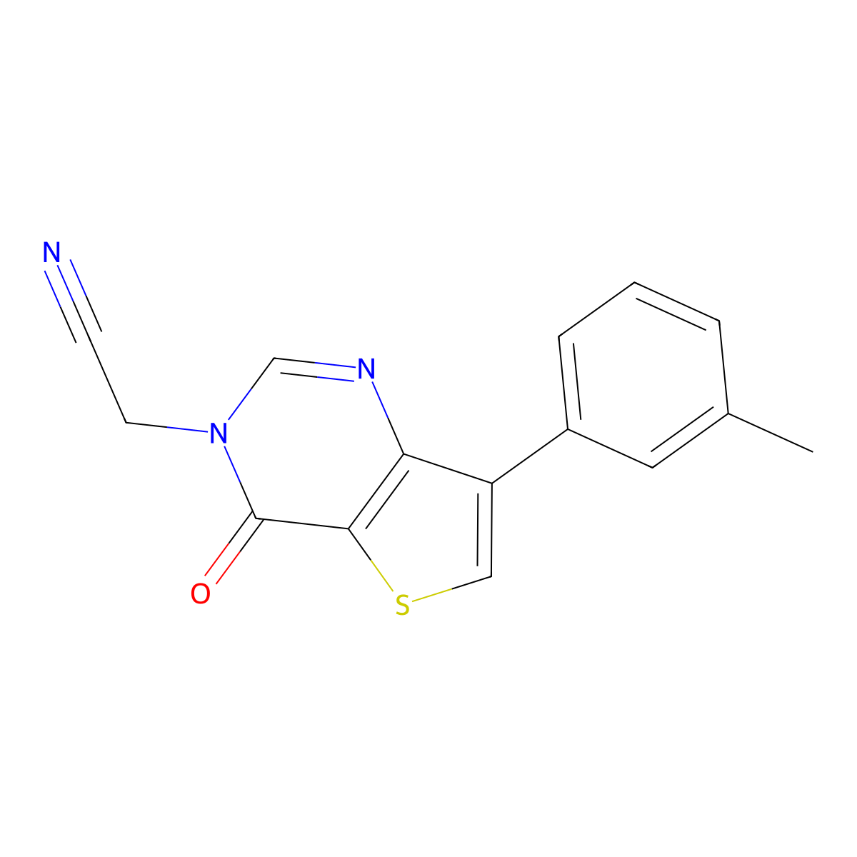 [7-(3-methylphenyl)-4-oxothieno[3,2-d]pyrimidin-3(4H)-yl]acetonitrile molecular structure, CAS 1207020-04-9