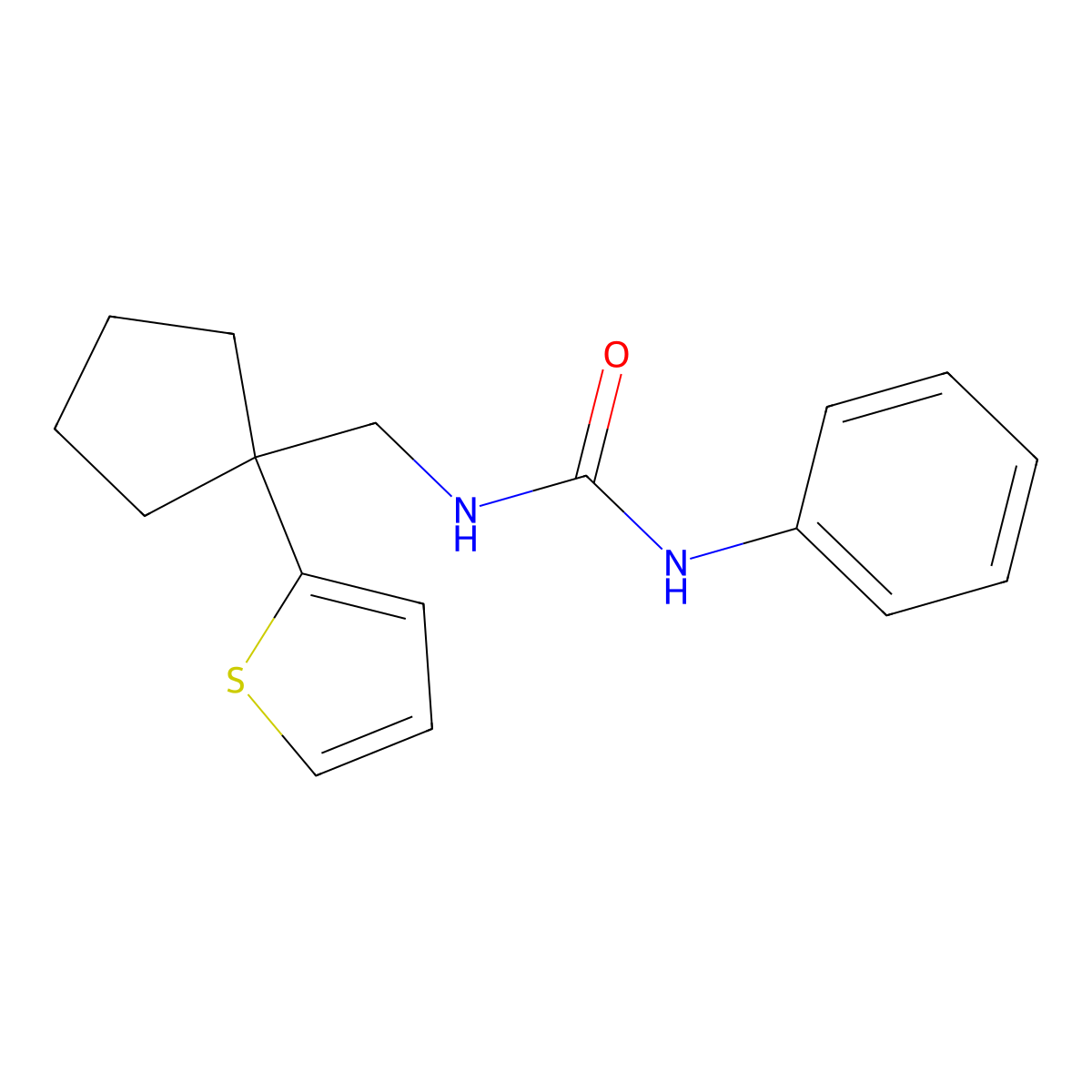 1-Phenyl-3-((1-(thiophen-2-yl)cyclopentyl)methyl)urea molecular structure, CAS 1207020-05-0