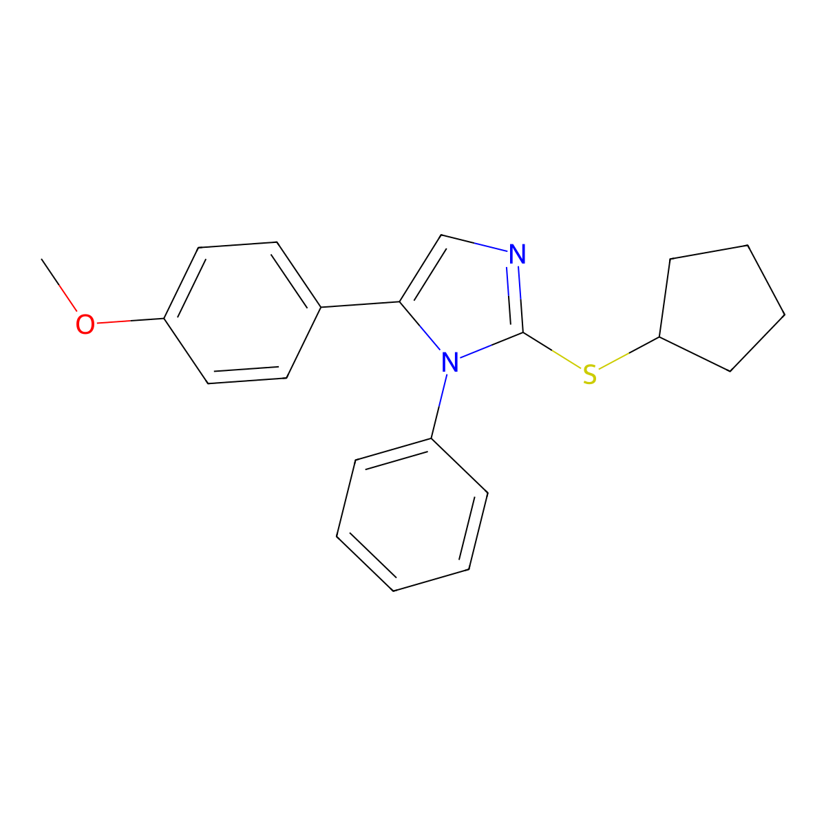 2-(cyclopentylthio)-5-(4-methoxyphenyl)-1-phenyl-1H-imidazole molecular structure, CAS 1207020-07-2