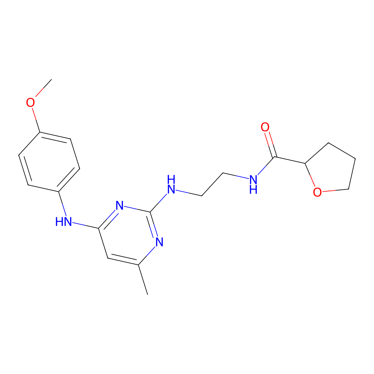 N-[2-({4-[(4-methoxyphenyl)amino]-6-methylpyrimidin-2-yl}amino)ethyl]oxolane-2-carboxamide molecular structure, CAS 1207020-08-3