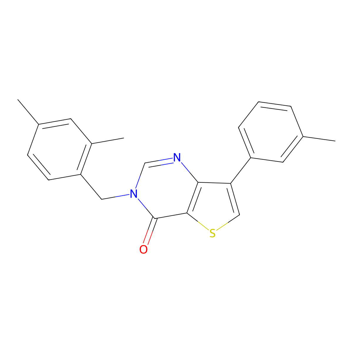 3-[(2,4-dimethylphenyl)methyl]-7-(3-methylphenyl)-3H,4H-thieno[3,2-d]pyrimidin-4-one molecular structure, CAS 1207020-10-7