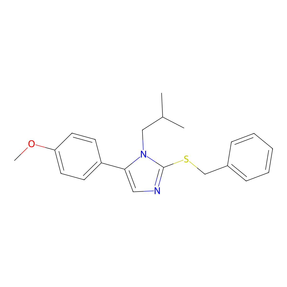 2-(benzylthio)-1-isobutyl-5-(4-methoxyphenyl)-1H-imidazole molecular structure, CAS 1207020-12-9