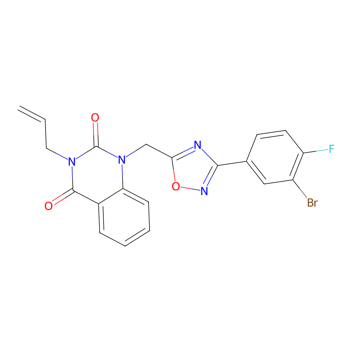 3-allyl-1-((3-(3-bromo-4-fluorophenyl)-1,2,4-oxadiazol-5-yl)methyl)quinazoline-2,4(1H,3H)-dione molecular structure, CAS 1207020-14-1