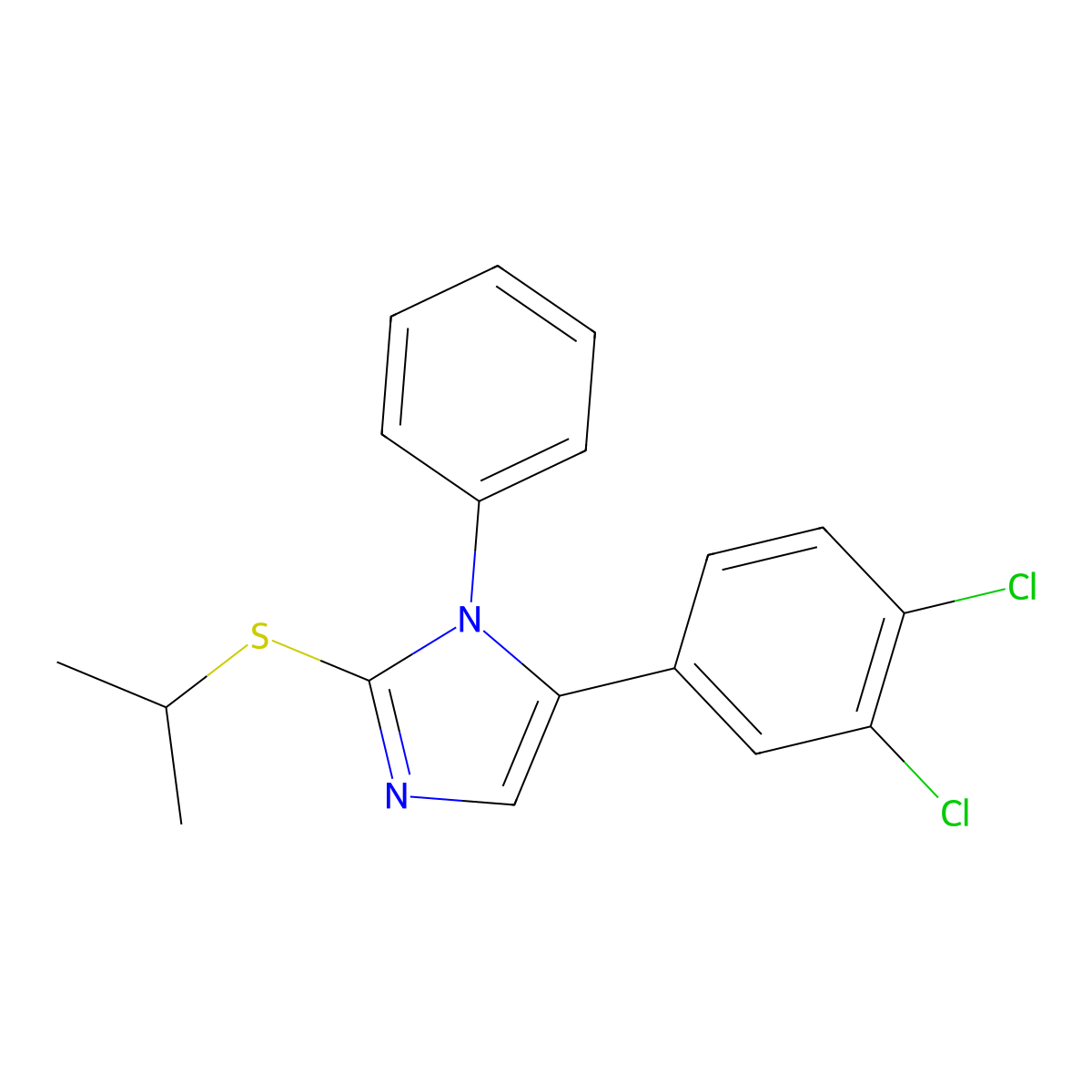 5-(3,4-dichlorophenyl)-2-(isopropylthio)-1-phenyl-1H-imidazole molecular structure, CAS 1207020-16-3