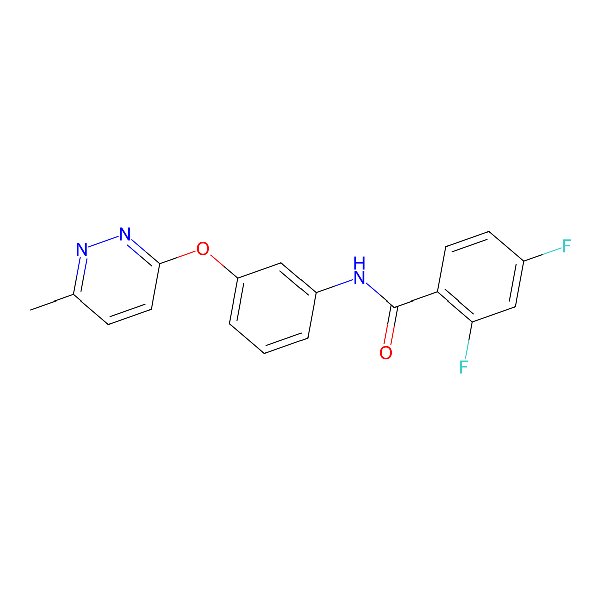 2,4-difluoro-N-(3-((6-methylpyridazin-3-yl)oxy)phenyl)benzamide molecular structure, CAS 1207020-17-4