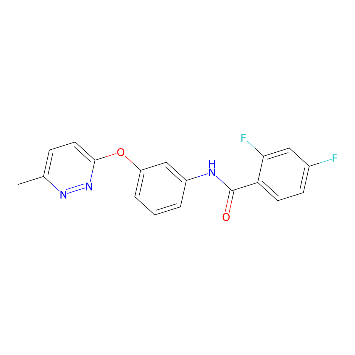 2,4-difluoro-N-(3-((6-methylpyridazin-3-yl)oxy)phenyl)benzamide molecular structure, CAS 1207020-17-4