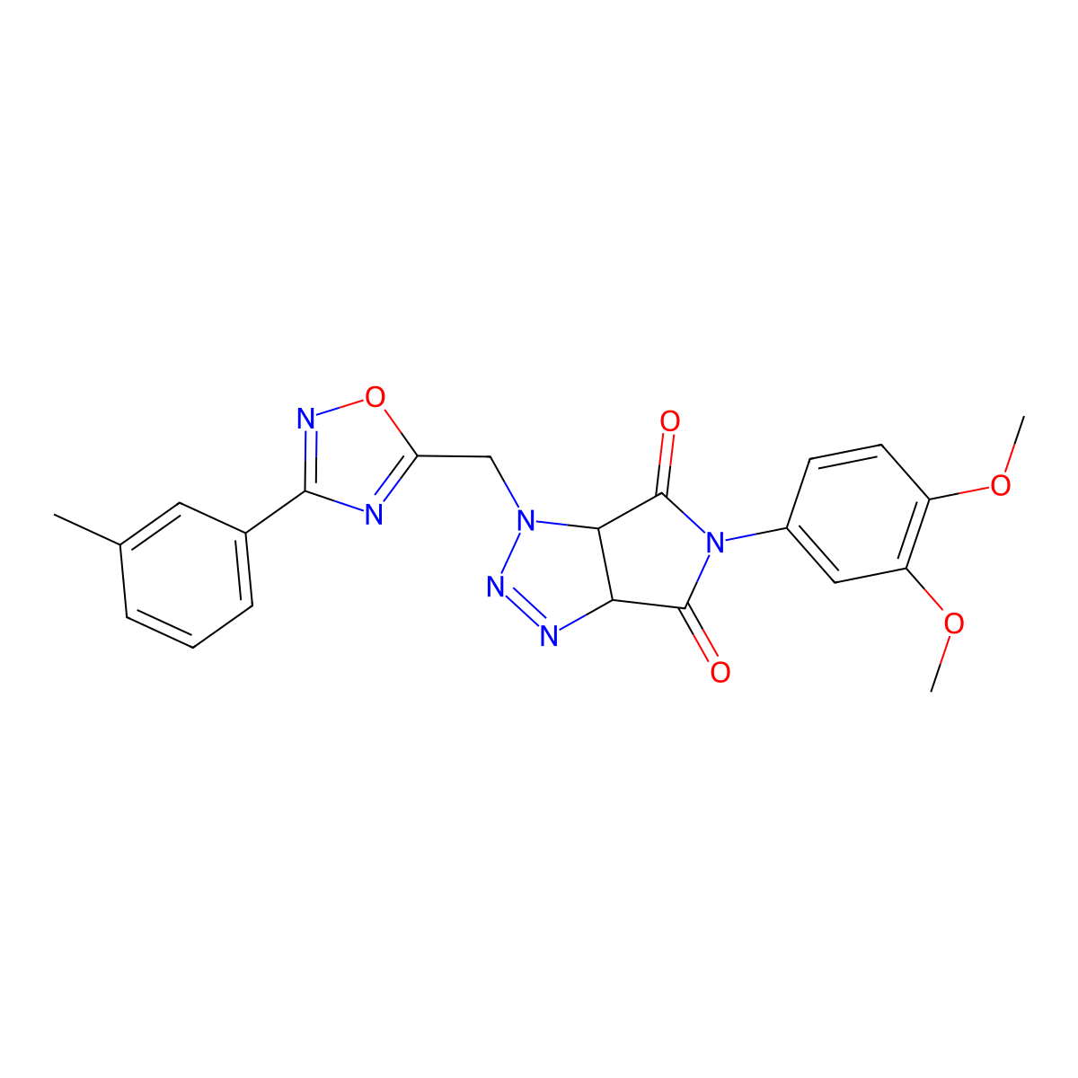 5-(3,4-dimethoxyphenyl)-1-((3-(m-tolyl)-1,2,4-oxadiazol-5-yl)methyl)-1,6a-dihydropyrrolo[3,4-d][1,2,3]triazole-4,6(3aH,5H)-dione molecular structure, CAS 1207020-18-5