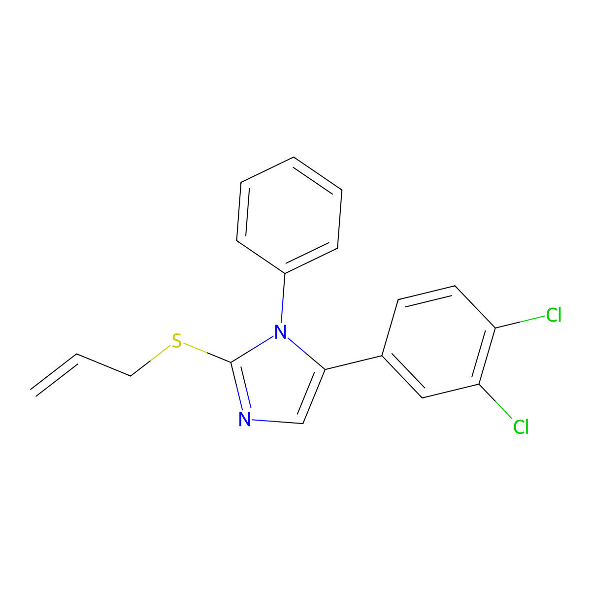 2-(allylthio)-5-(3,4-dichlorophenyl)-1-phenyl-1H-imidazole molecular structure, CAS 1207020-19-6