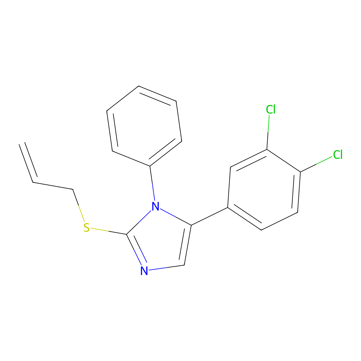 2-(allylthio)-5-(3,4-dichlorophenyl)-1-phenyl-1H-imidazole molecular structure, CAS 1207020-19-6