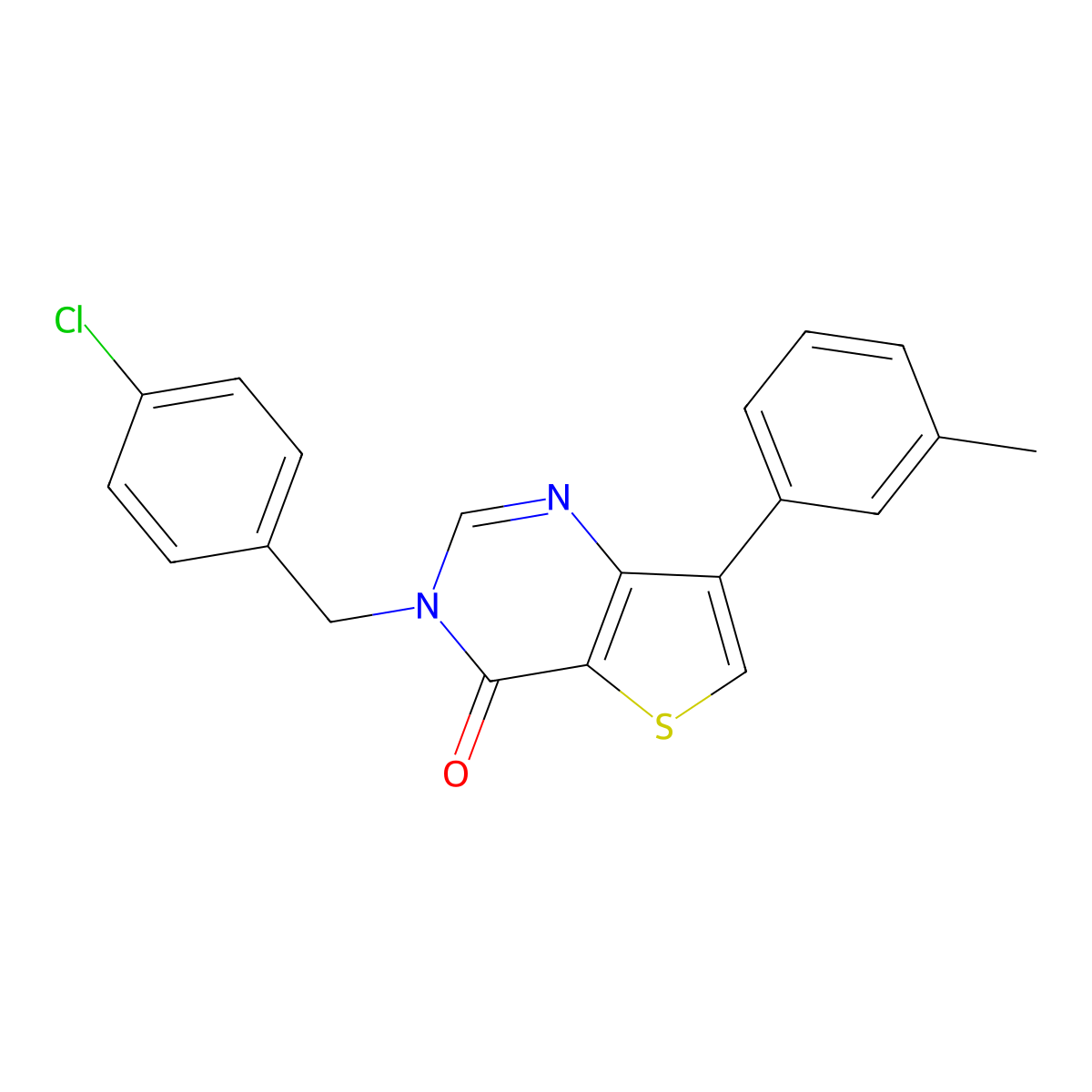 3-(4-chlorobenzyl)-7-(3-methylphenyl)thieno[3,2-d]pyrimidin-4(3H)-one molecular structure, CAS 1207020-22-1