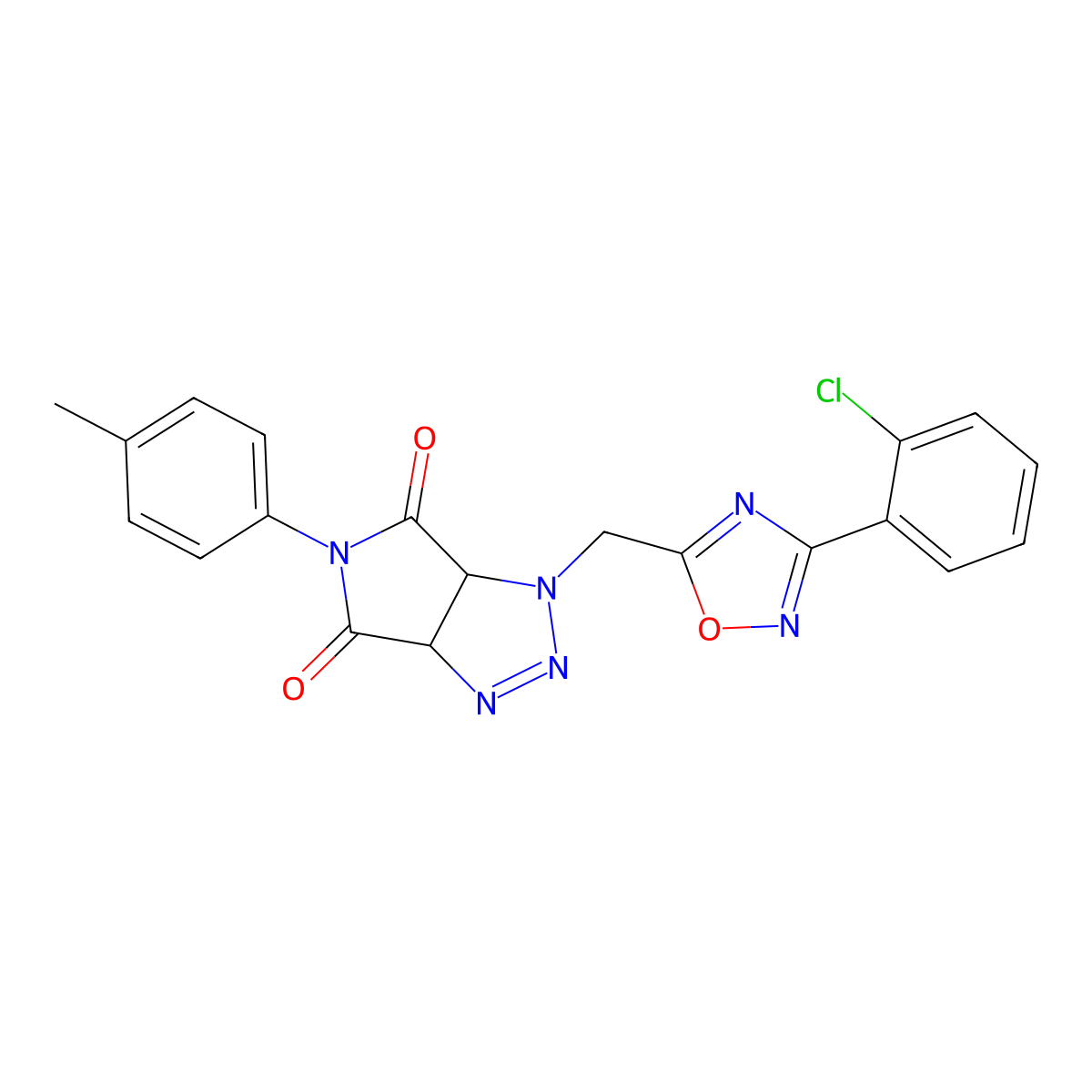 1-((3-(2-chlorophenyl)-1,2,4-oxadiazol-5-yl)methyl)-5-(p-tolyl)-1,6a-dihydropyrrolo[3,4-d][1,2,3]triazole-4,6(3aH,5H)-dione molecular structure, CAS 1207020-25-4