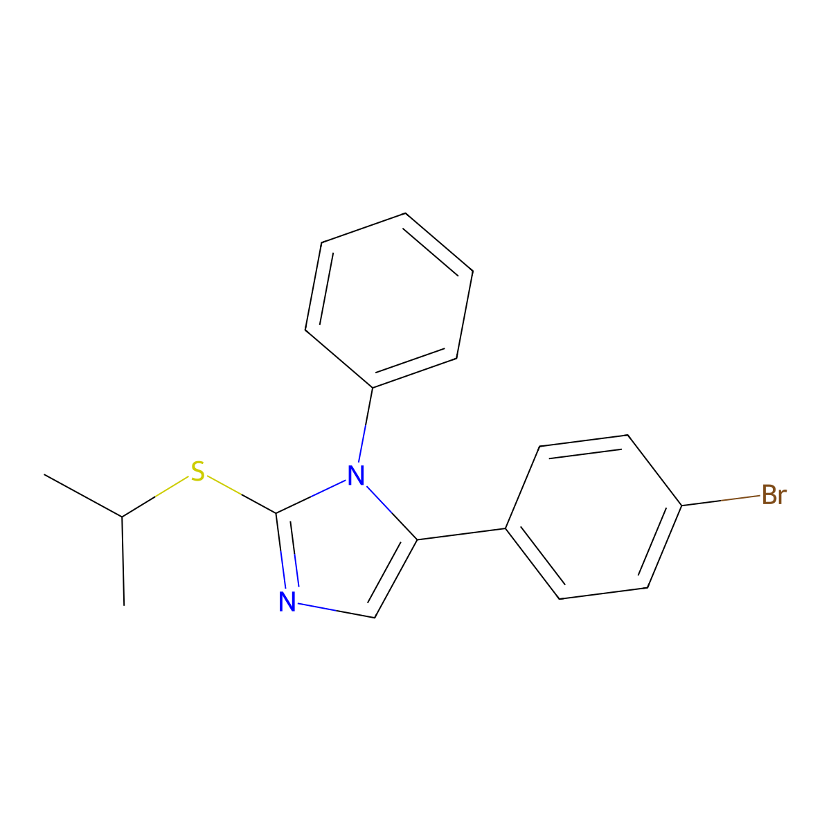 5-(4-bromophenyl)-2-(isopropylthio)-1-phenyl-1H-imidazole molecular structure, CAS 1207020-26-5
