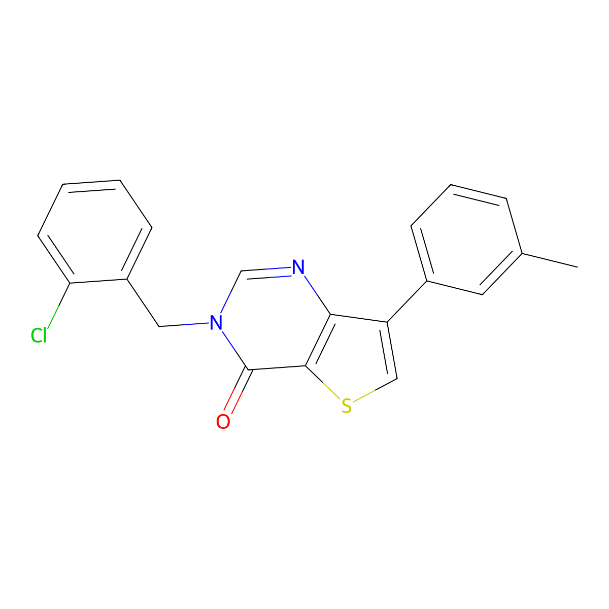 3-(2-chlorobenzyl)-7-(3-methylphenyl)thieno[3,2-d]pyrimidin-4(3H)-one molecular structure, CAS 1207020-29-8
