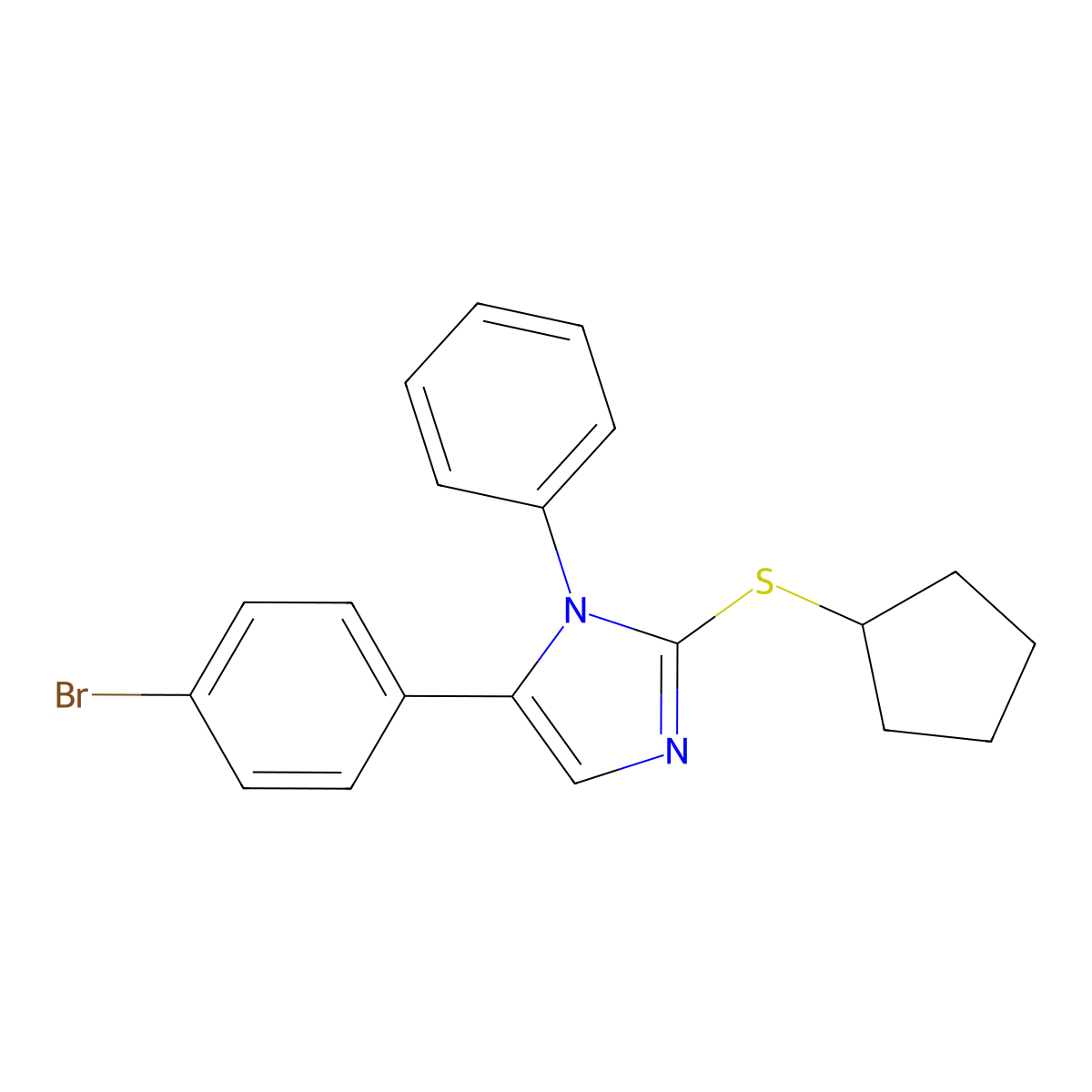 5-(4-bromophenyl)-2-(cyclopentylthio)-1-phenyl-1H-imidazole molecular structure, CAS 1207020-33-4