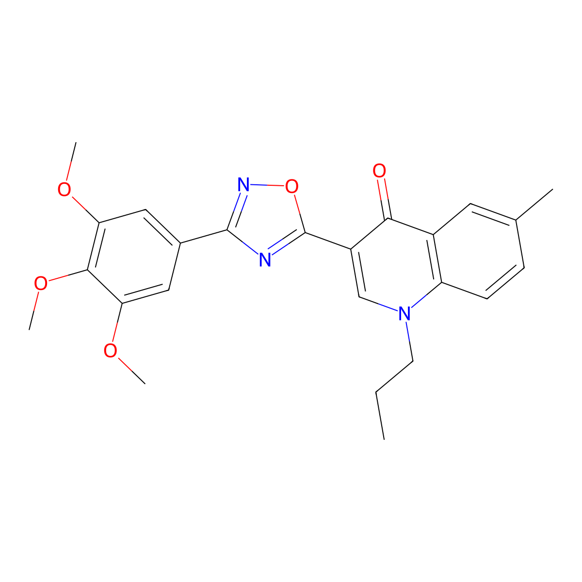 6-methyl-1-propyl-3-[3-(3,4,5-trimethoxyphenyl)-1,2,4-oxadiazol-5-yl]quinolin-4(1H)-one molecular structure, CAS 1207020-34-5