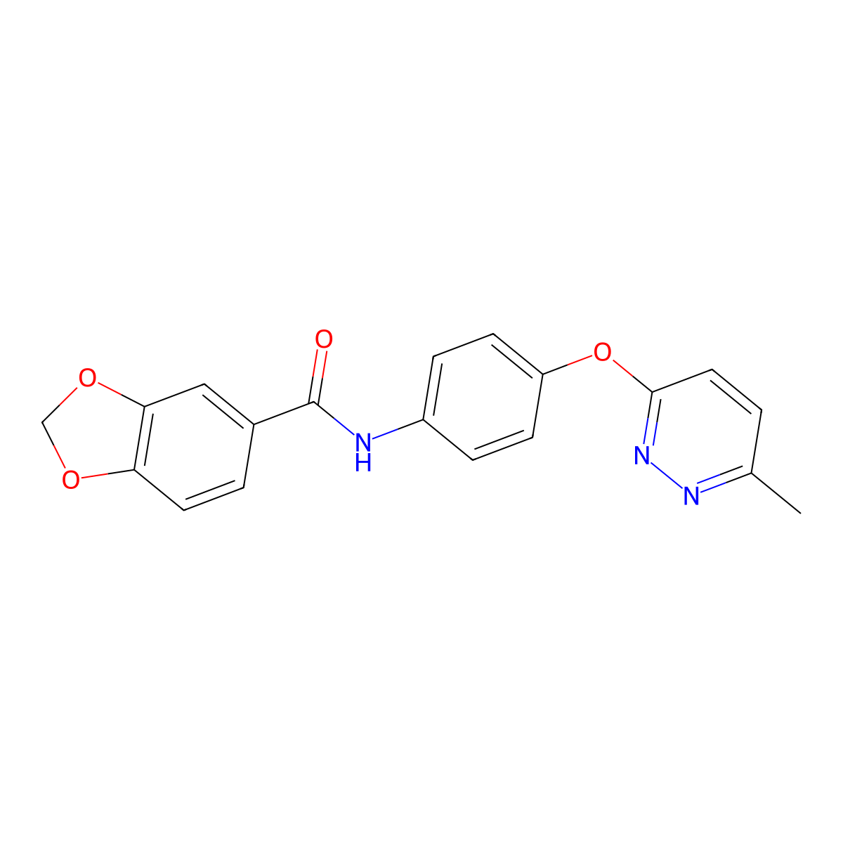 N-(4-((6-methylpyridazin-3-yl)oxy)phenyl)benzo[d][1,3]dioxole-5-carboxamide molecular structure, CAS 1207020-43-6