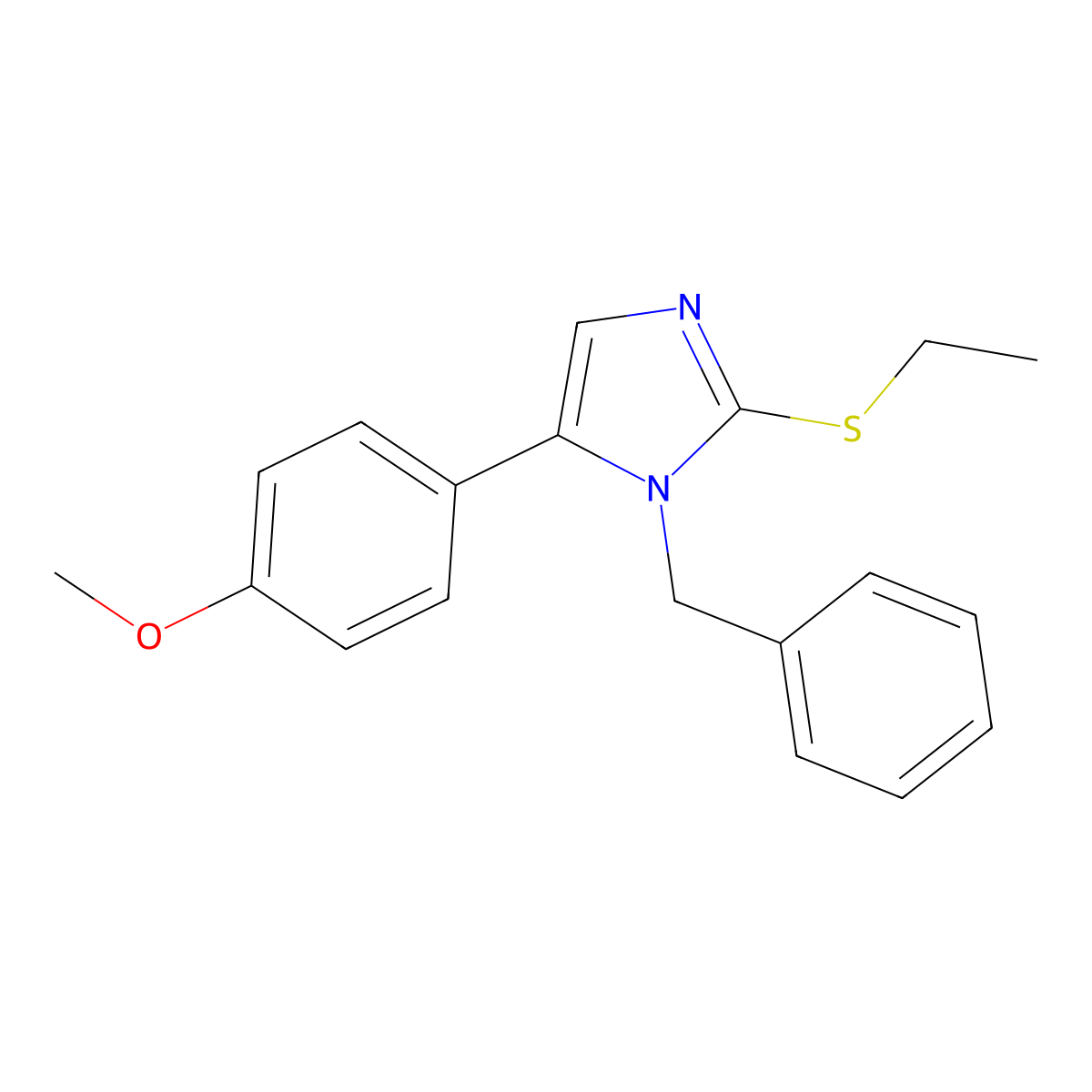 1-benzyl-2-(ethylthio)-5-(4-methoxyphenyl)-1H-imidazole molecular structure, CAS 1207020-45-8
