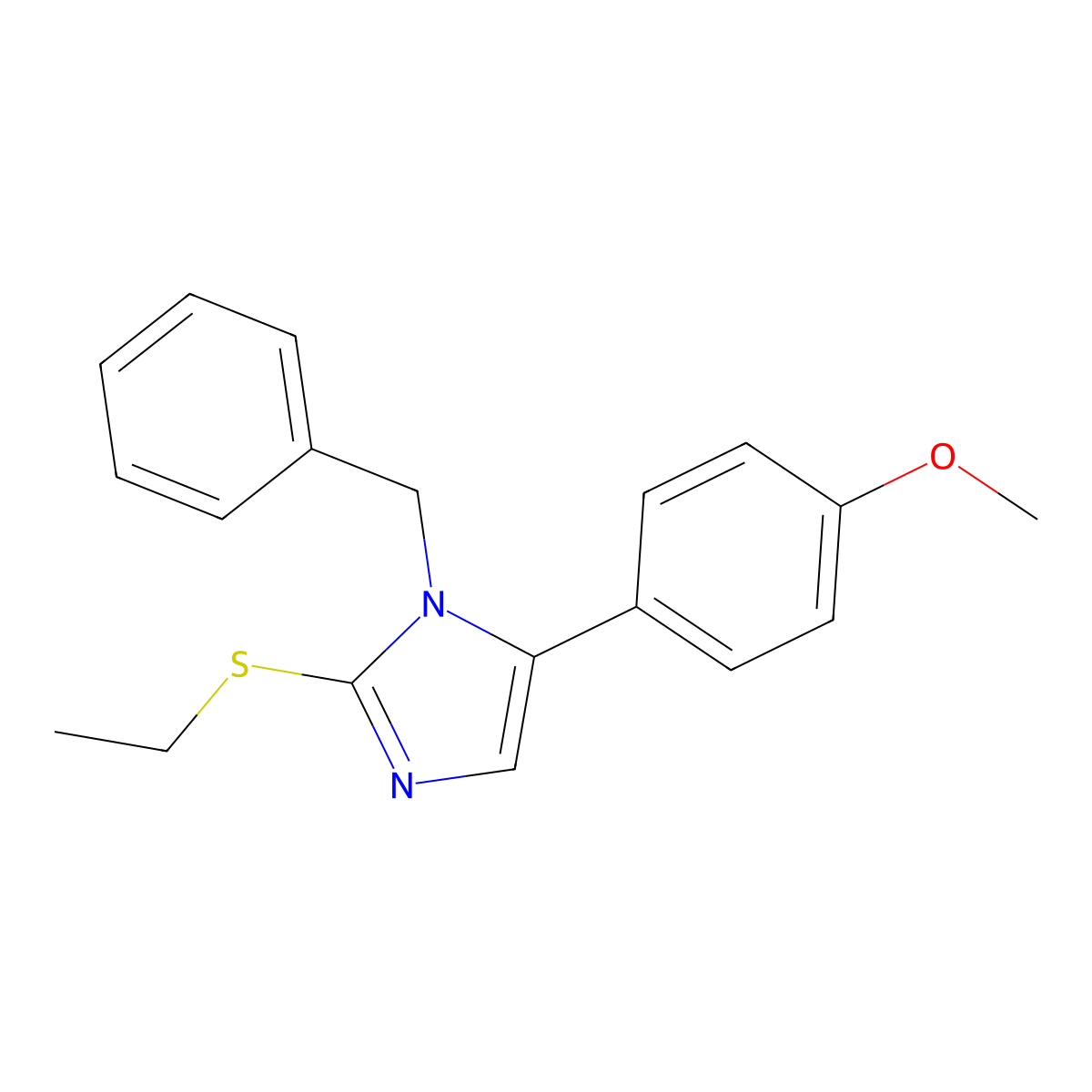 1-benzyl-2-(ethylthio)-5-(4-methoxyphenyl)-1H-imidazole molecular structure, CAS 1207020-45-8
