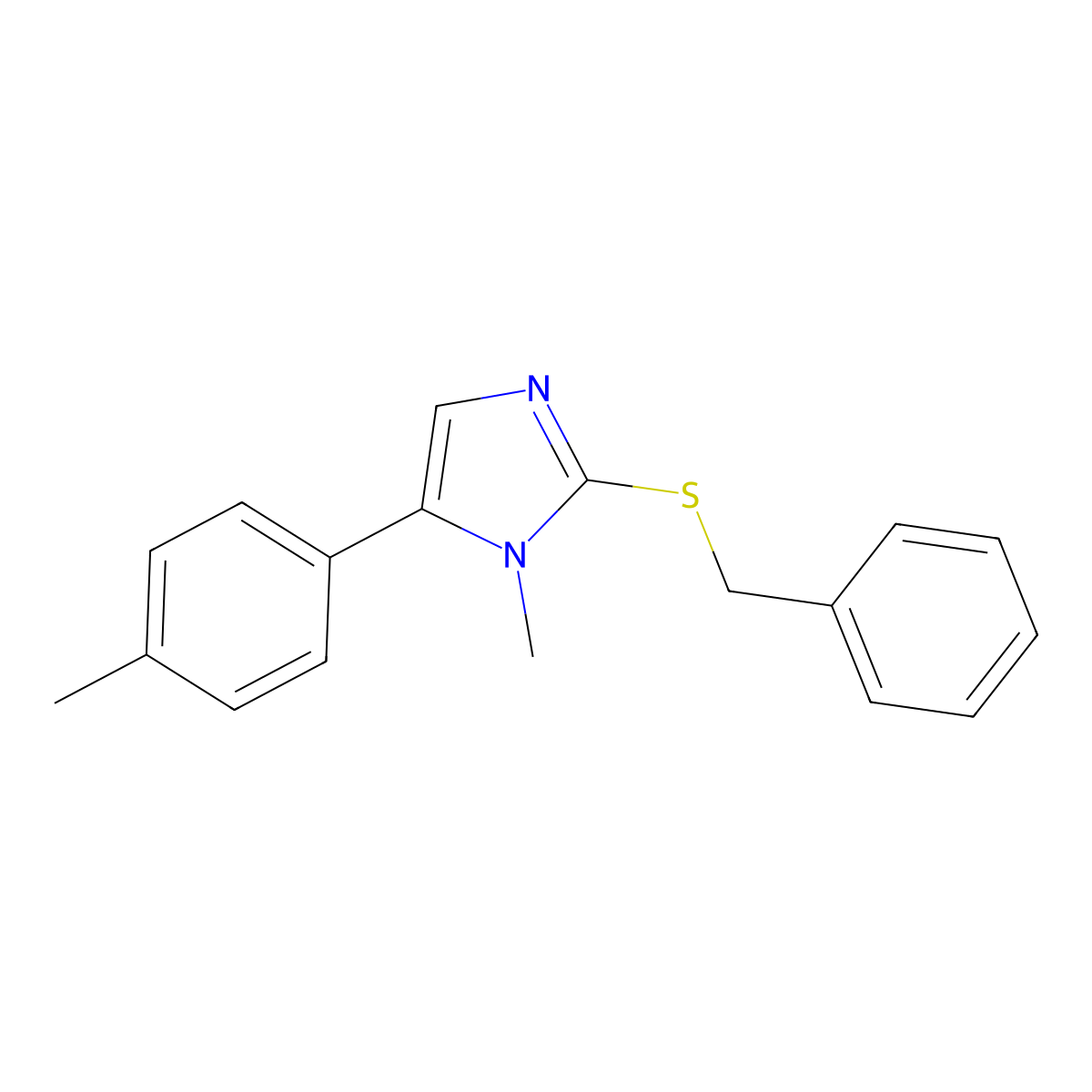 2-(benzylthio)-1-methyl-5-(p-tolyl)-1H-imidazole molecular structure, CAS 1207020-58-3
